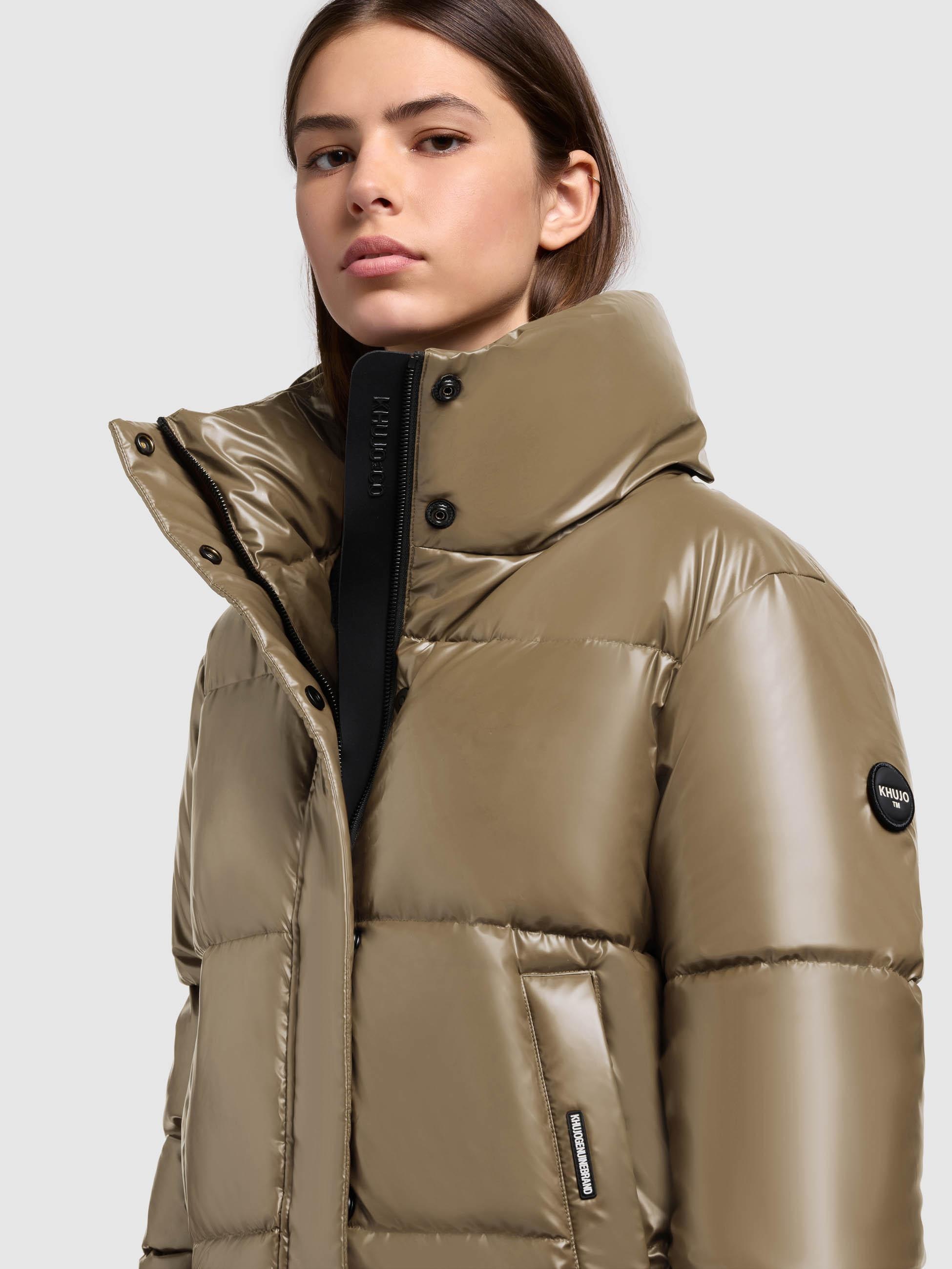 khujo Winterjacke »Rinja2 Shiny« ohne Kapuze Schimmernde Winter Steppjacke mit doppeltem Kragen