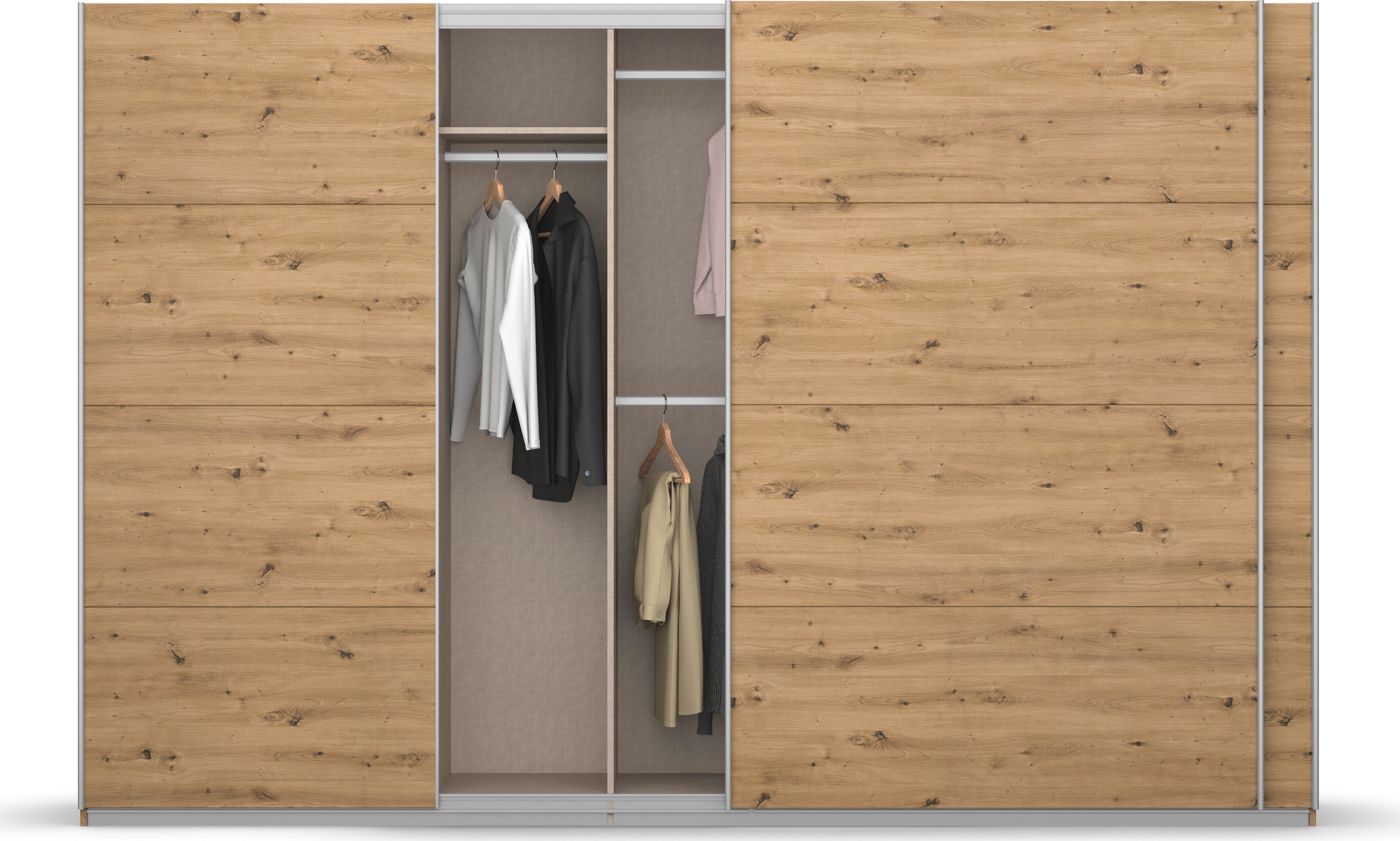 rauch Schwebetürenschrank »Kleiderschrank Schrank Garderobe KOLUNA mit Dekor-Front«, inkl. 2 Innenschubladen sowie extra Einlegeböden MADE IN GERMANY