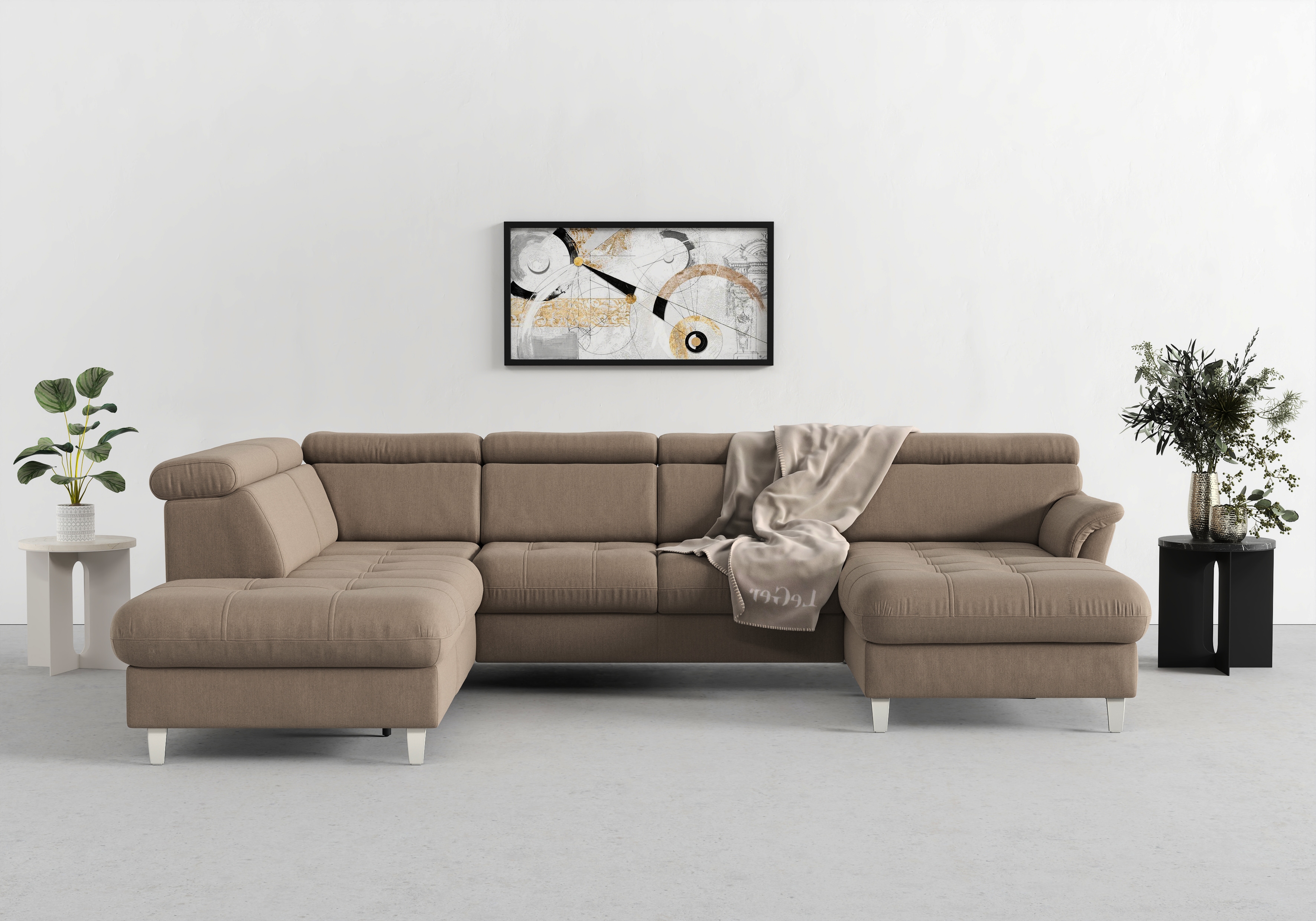 sit&more Wohnlandschaft "Marano U-Form" inklusive Kopfteilverstellung, optional Schlaffunktion & Bettkasten