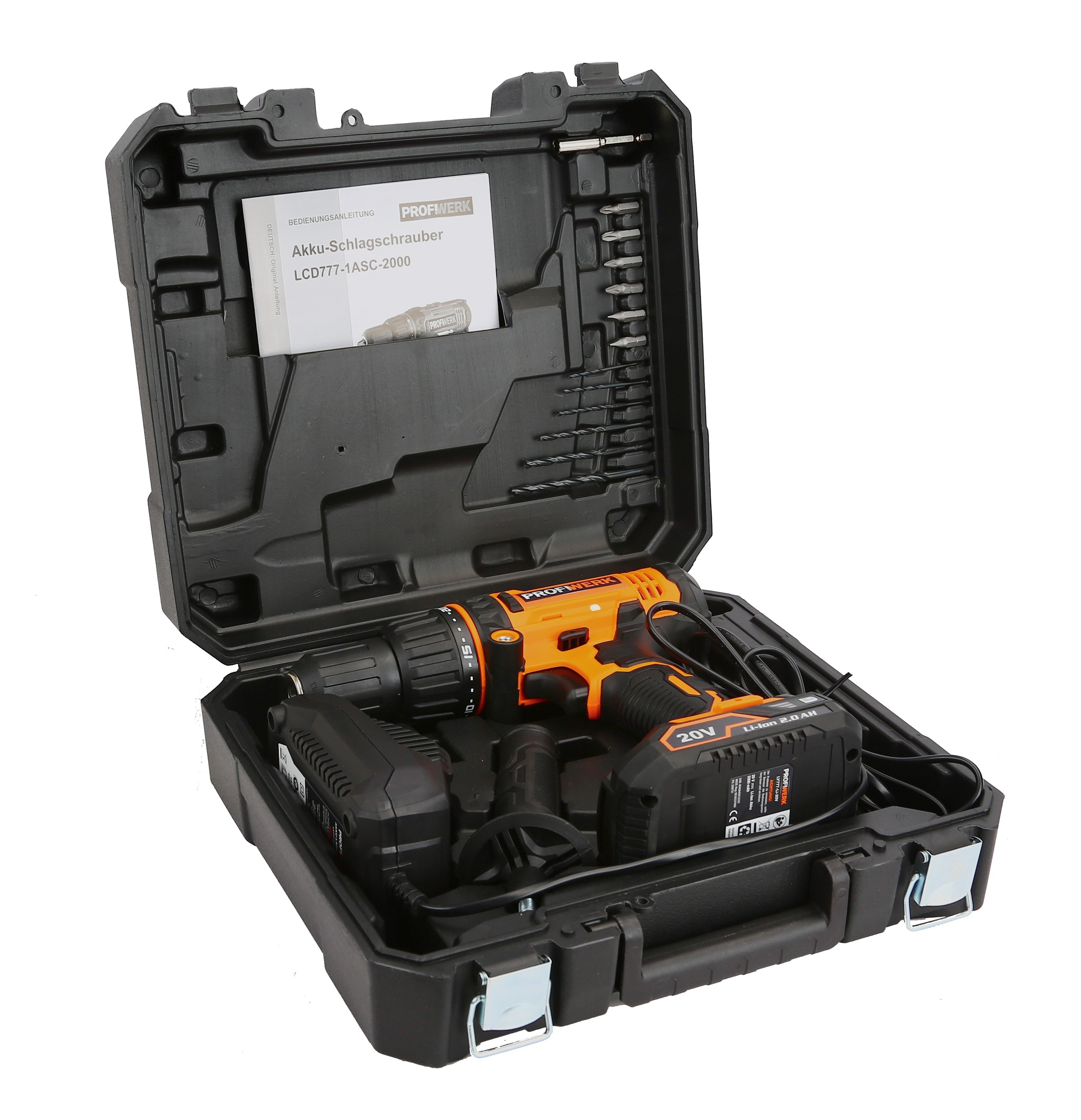 Profiwerk Akku-Schlagschrauber »PWSBS-01-Kit 20V«, (2,0Ah Akku, Netzteil, Transportkoffer, Bit-& Bohrerset)