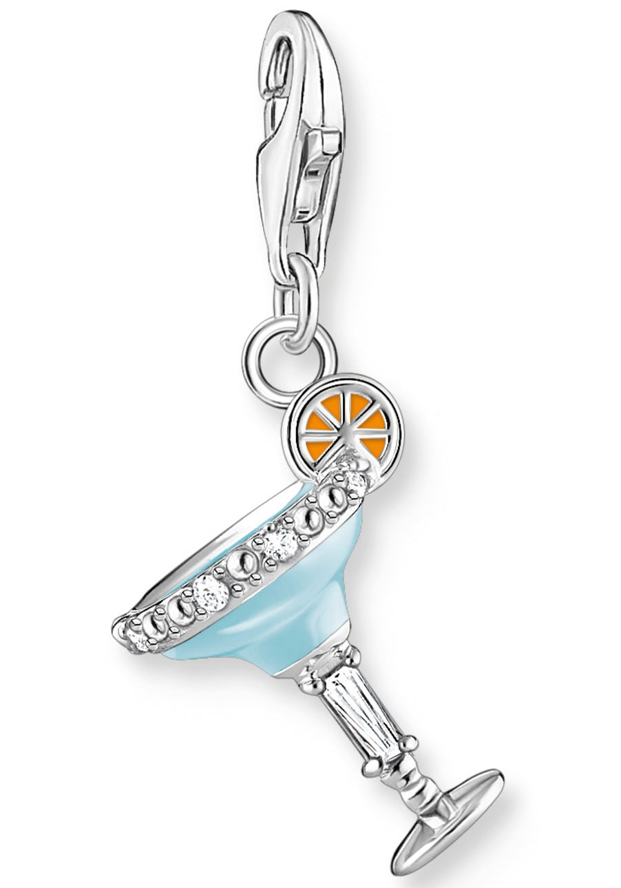 THOMAS SABO Damen Charm-Einhänger "Cocktail blau", blau, Silber 925 (recycelt), Charms, mit Zirkonia (synth.)