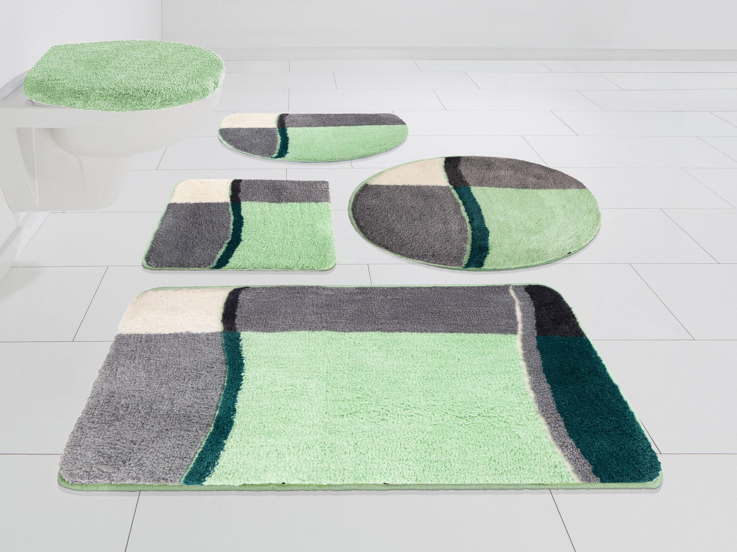 OTTO home Badematte "Belio, Badvorleger, Badezimmer Teppich" Höhe 20 mm rutschhemmend beschichtet fußbodenheizungsgeeignet schnell trocknend strapazierfähig Badematte, Badteppich, Badematten auch als 2 tlg. Set erhältlich, bunt