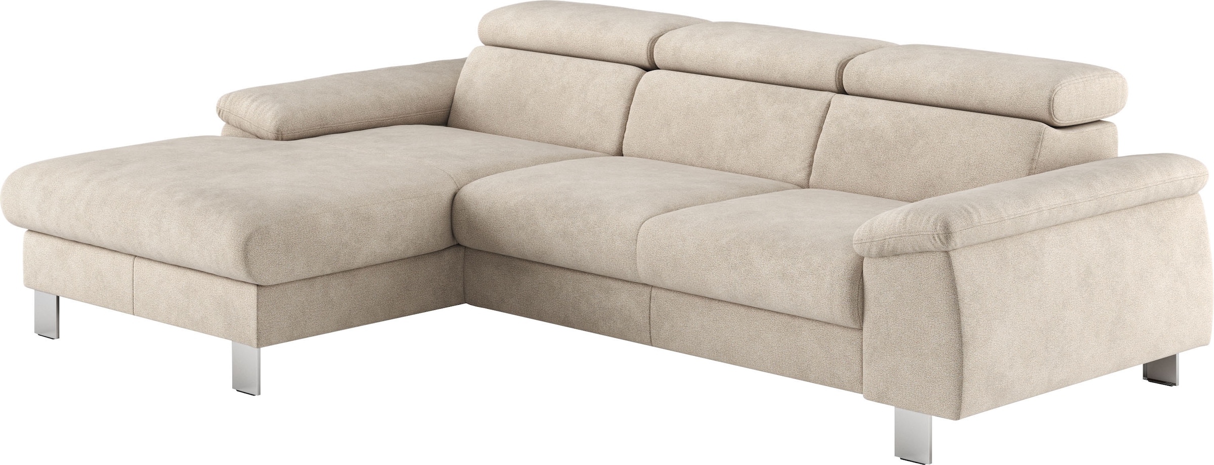 COTTA Ecksofa Komaris, Ecksofa, wahlweise mit RGB-LED-Beleuchtung und Bettfunktion/Bettkasten
