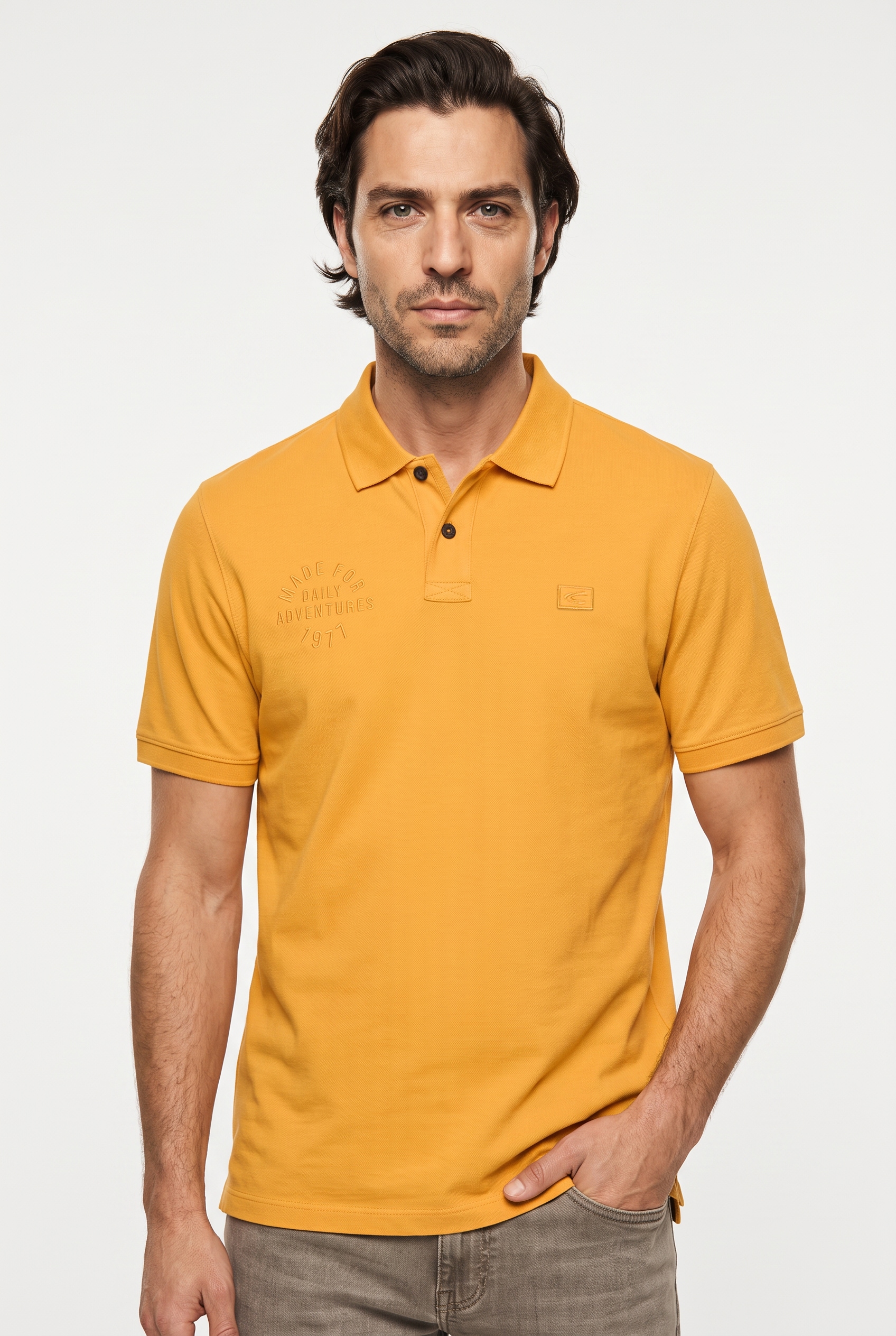 camel active normale Passform, kurze Ärmel, unifarbenes Design, mit Polokragen