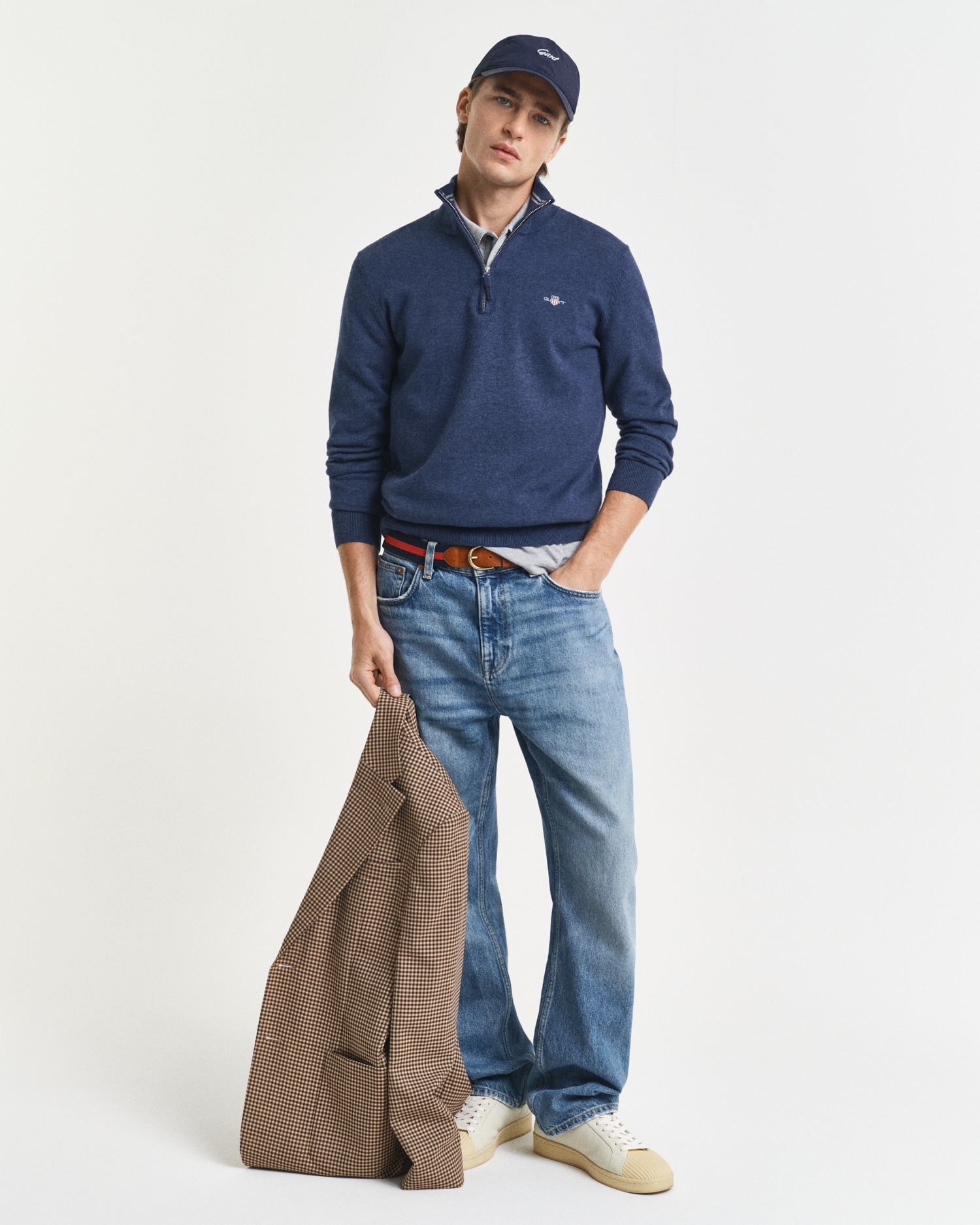 Gant Troyer »CLASSIC COTTON HALF ZIP«, mit gerippten Details