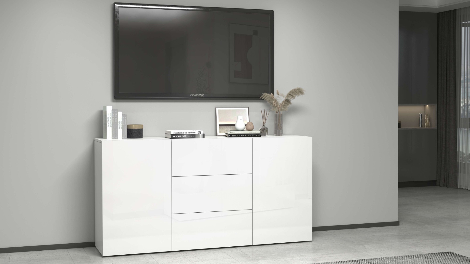 INOSIGN Sideboard »Egypt, Kommode, Schrank, Kredenz, grifflos«, 2 Türen, 3 Schubkästen, kompl. Hochglanz lackiert Breite 160
