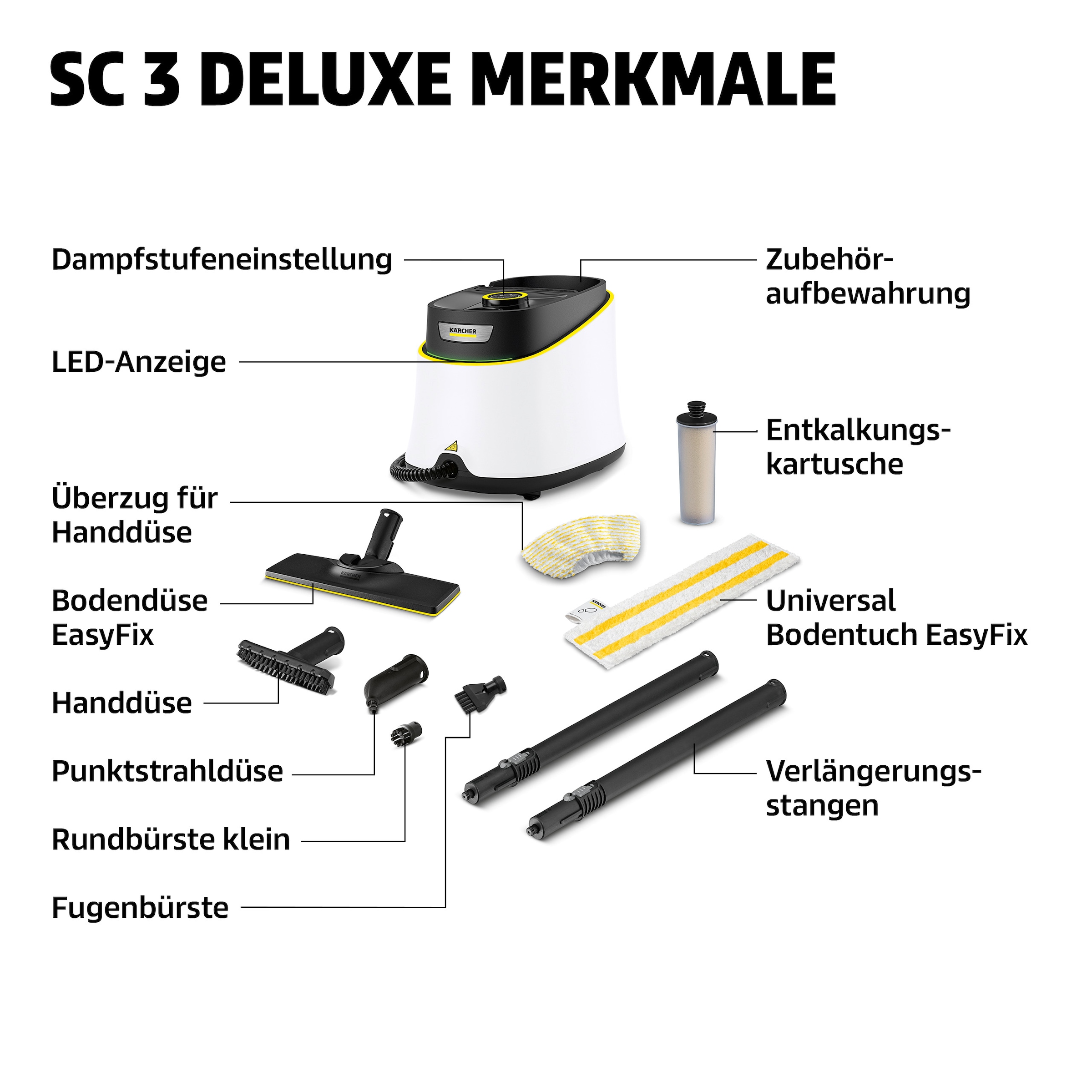 KÄRCHER Dampfreiniger »»SC 3 DELUXE«« 1.900 W, 3,5 bar, Aufheizzeit: 30 s, Flächenleistung: 75 m²