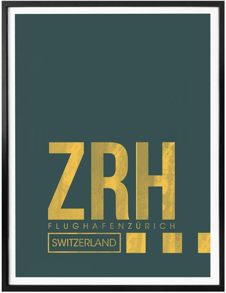 Wall-Art Poster »Wandbild ZRH Flughafen Zürich«, Flughafen, (1 St.), Poster ohne Bilderrahmen