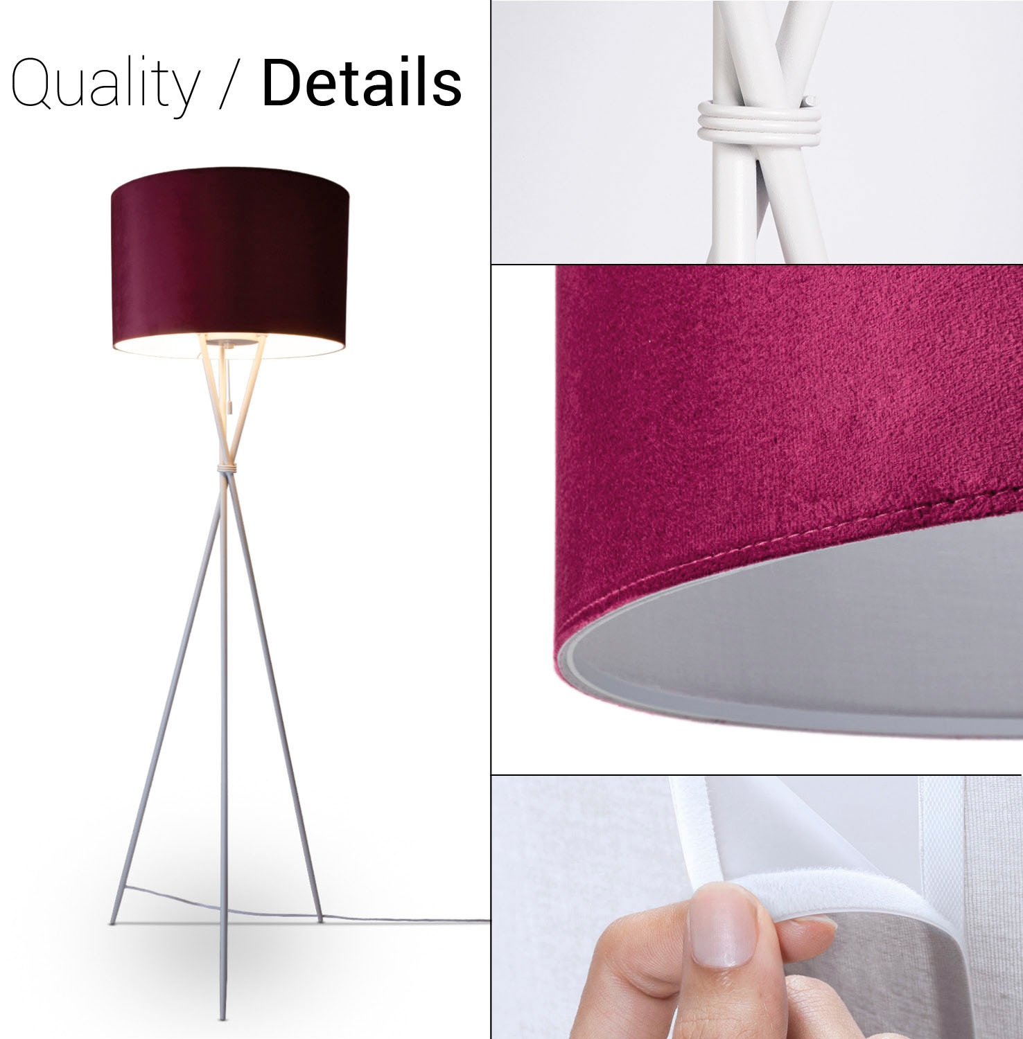 Standleuchte Paco E27 Stehlampe »Kate Velour Home Filigran BAUR Dreibein | 177,5cm Höhe Wohnzimmer uni Color«,