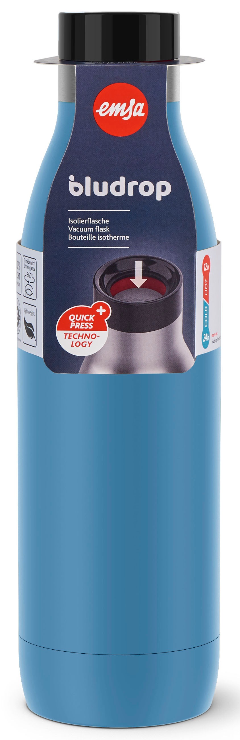 Emsa Isolierflasche "Trinkflasche Bludrop" Edelstahl, Quick-Press Deckel, 3 günstig online kaufen
