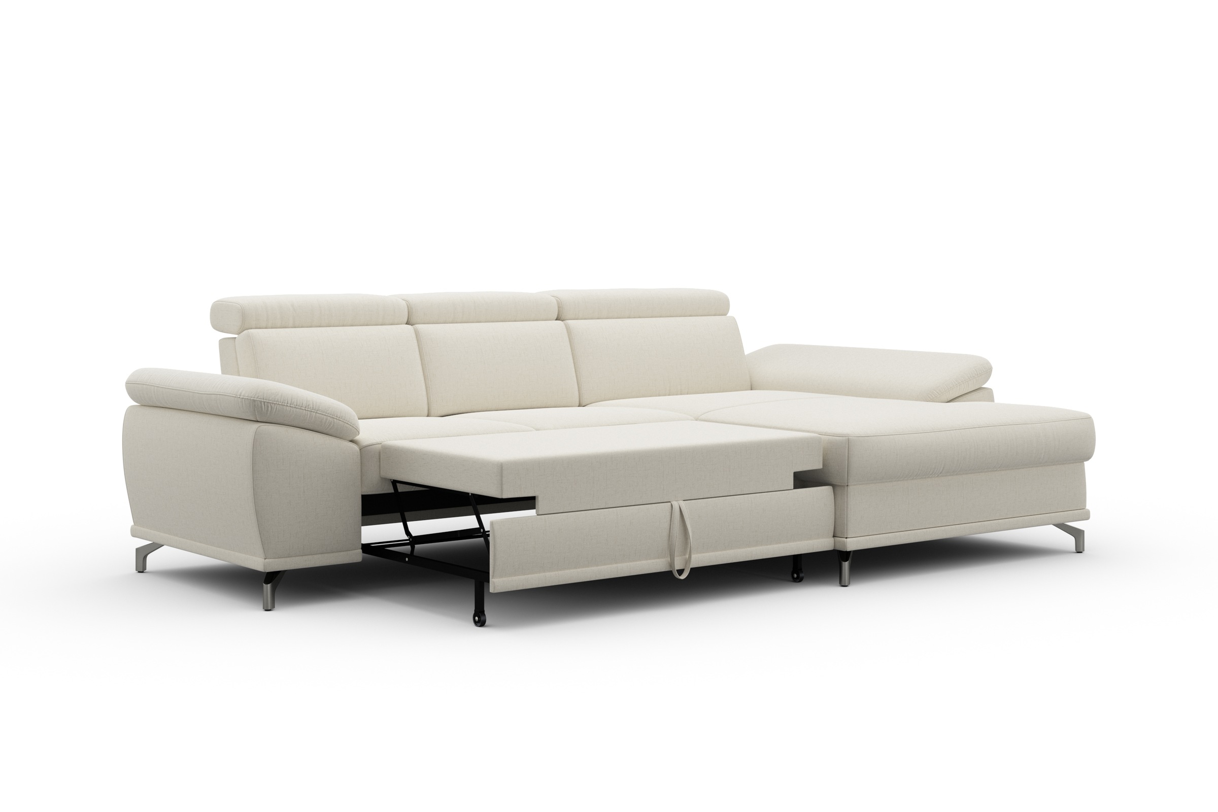 sit&more Ecksofa »Cabrio L-Form, mit Sitztiefenverstellung, Arm- und Kopfteilverstellung«, 2 Nierenkissen, Federkern, optional Bettfunktion und Stauraum