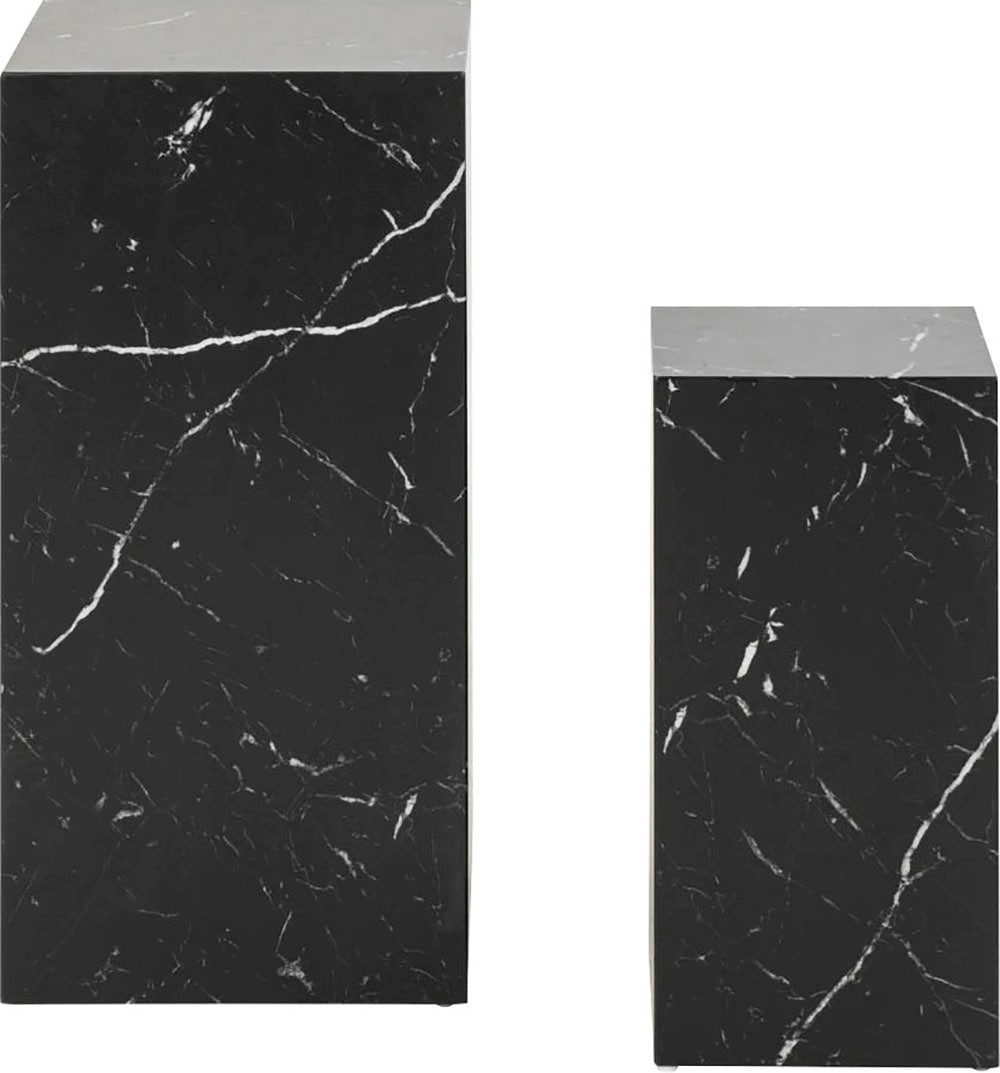 Beistelltisch SALESFEVER "Set an eleganten Beistelltischen", schwarz (schwarz, schwarz, schwarz), B:35cm H:70cm T:35cm, MDF, mit Melaminfolie überzogen, Tische, Beistelltisch, foliert mit Melaminfolie in Marmoroptik 2