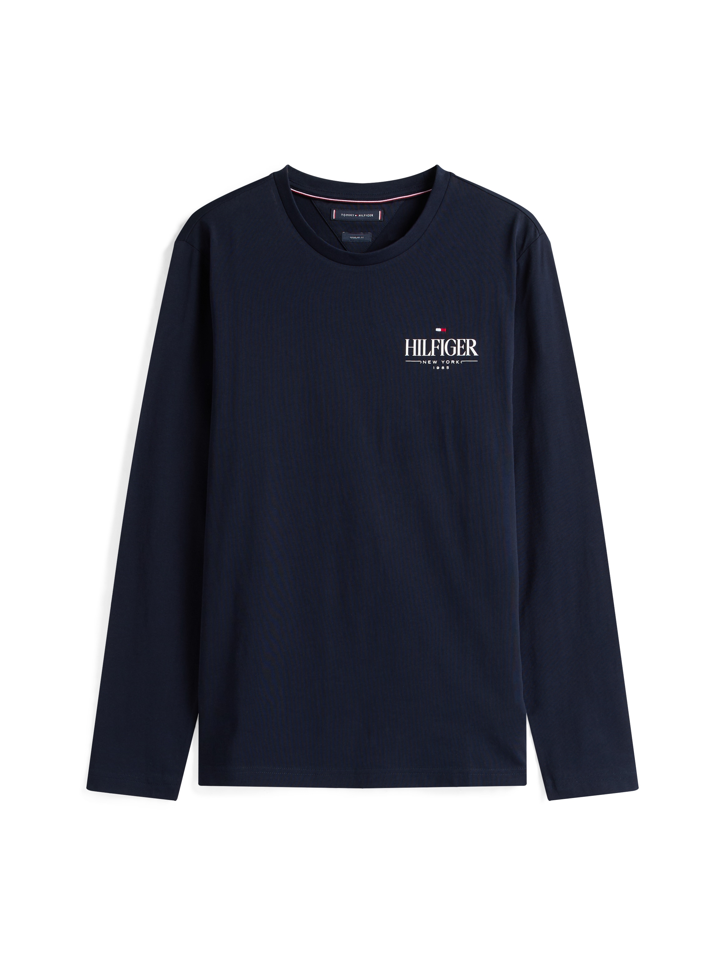 Tommy Hilfiger Longsleeve »HILFIGER STACK LS TEE«, Kontrastfarbener Print auf der Brust