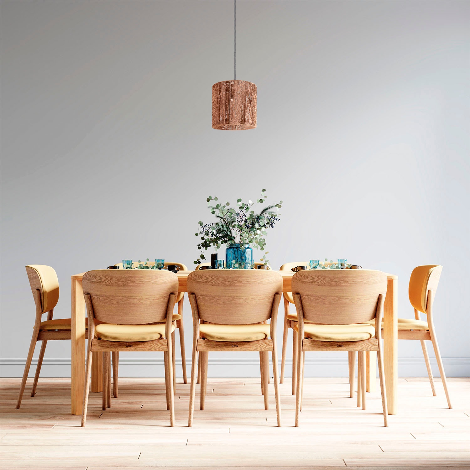 Paco Home Pendelleuchte »Hugo Ramira«, Leuchtmittel E27 | ohne Leuchtmittel, Wohnzimmer Esszimmer Rattan Optik Boho Schirm Papier E27 Modern