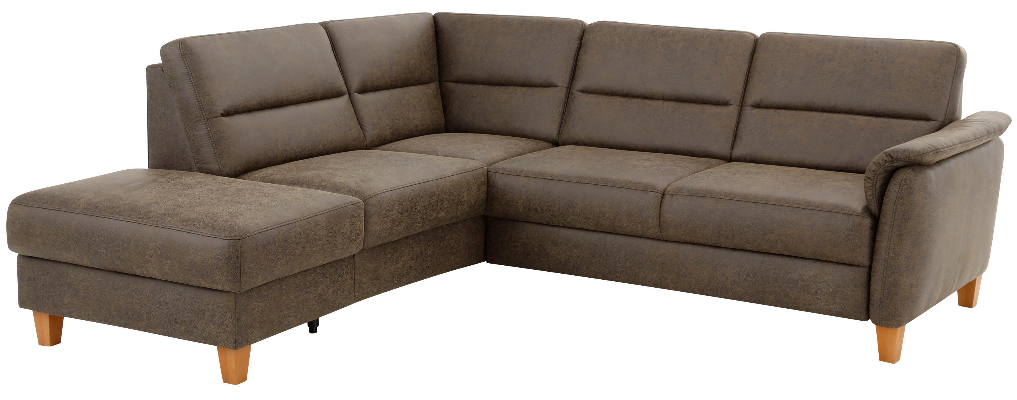 Home affaire Ecksofa "Palmera, L-Form, B: 236 cm, Bettfunktion & Bettkasten wählbar" Federkern-Polsterung, Sitzhöhe 48 cm, handgefertigt, stilvolles Design