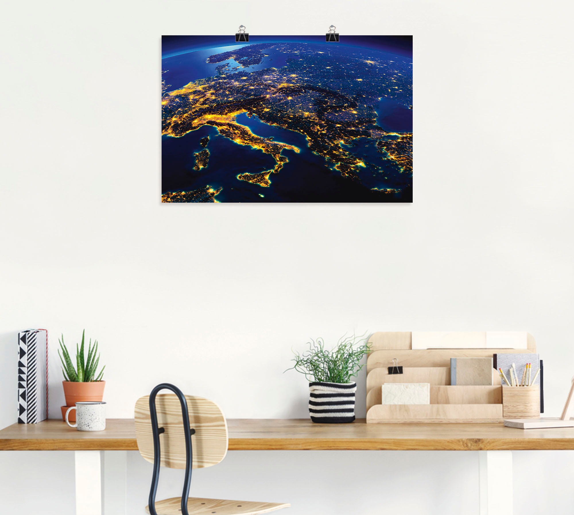 Artland Poster »Südliches Europa vom Weltraum« Weltall & Kosmos 1 Stk. tlg. als Leinwandbild, Poster in verschied. Größen