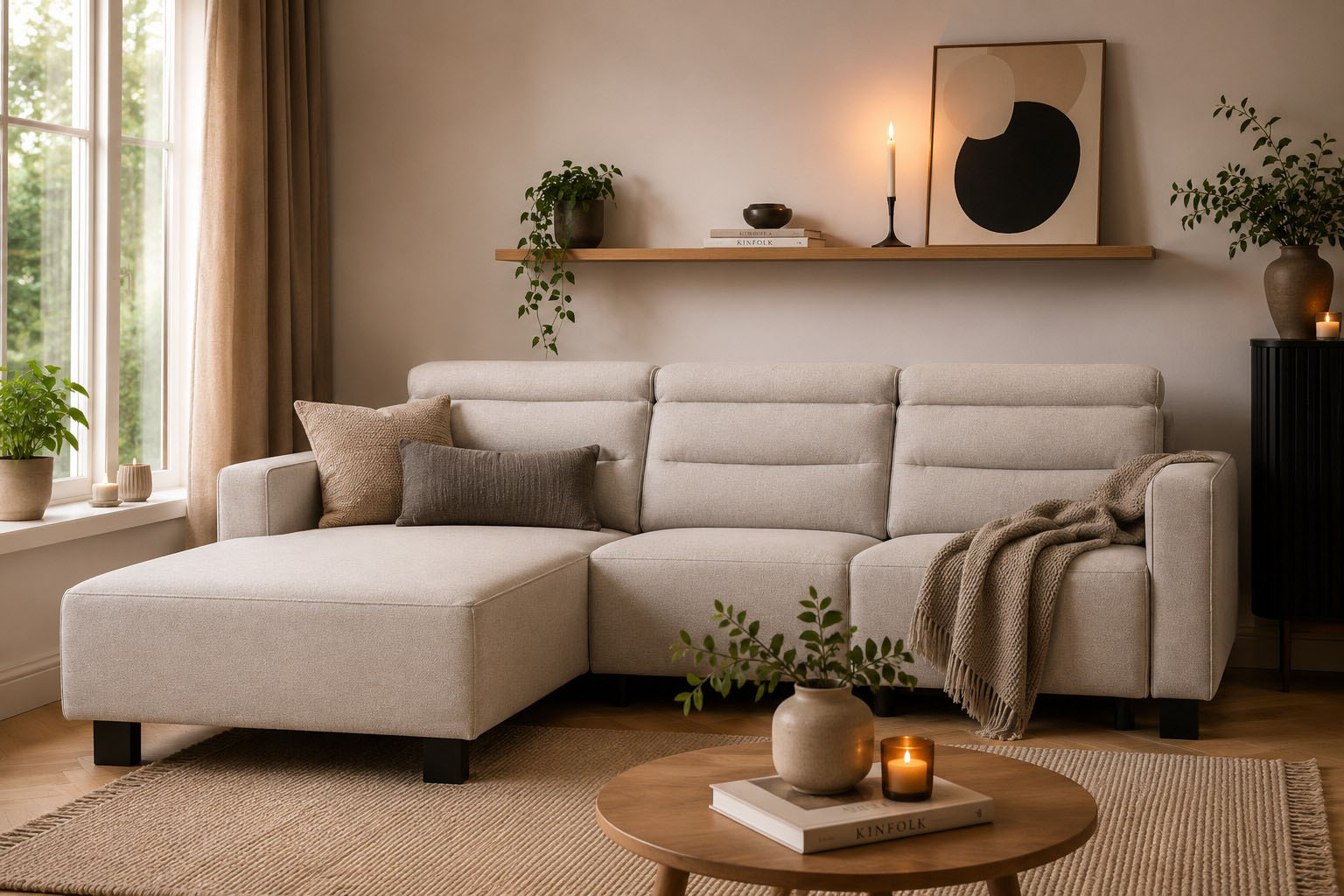 OTTO home Ecksofa "CARPARI Webstoff,L-Form,224 cm, man./elektr. Relaxfunktion" (USB A/C), sowie Kopfteilverstellung