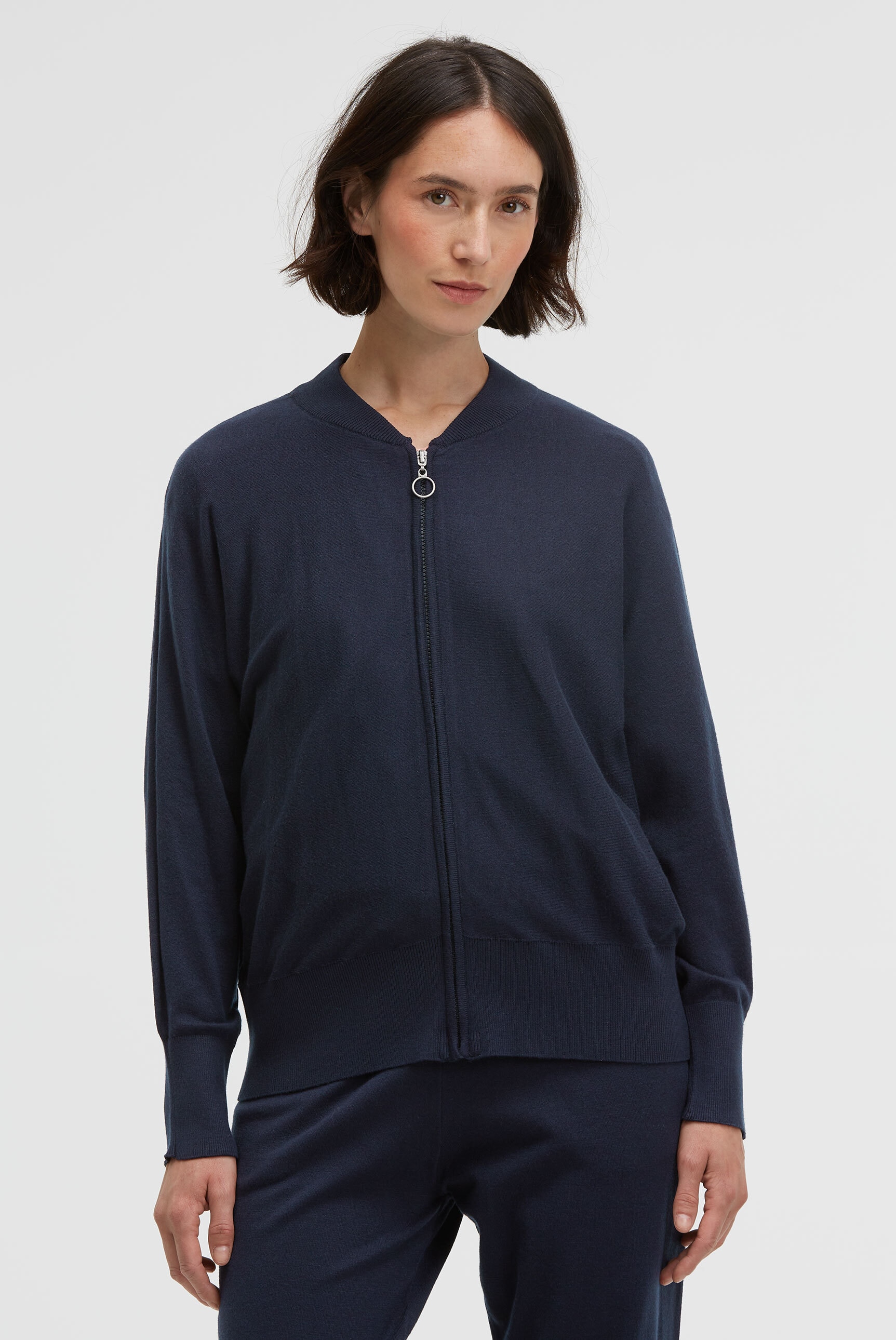 SENSES.THE LABEL Strickjacke, mit Blousonkragen und Fledermausärmeln
