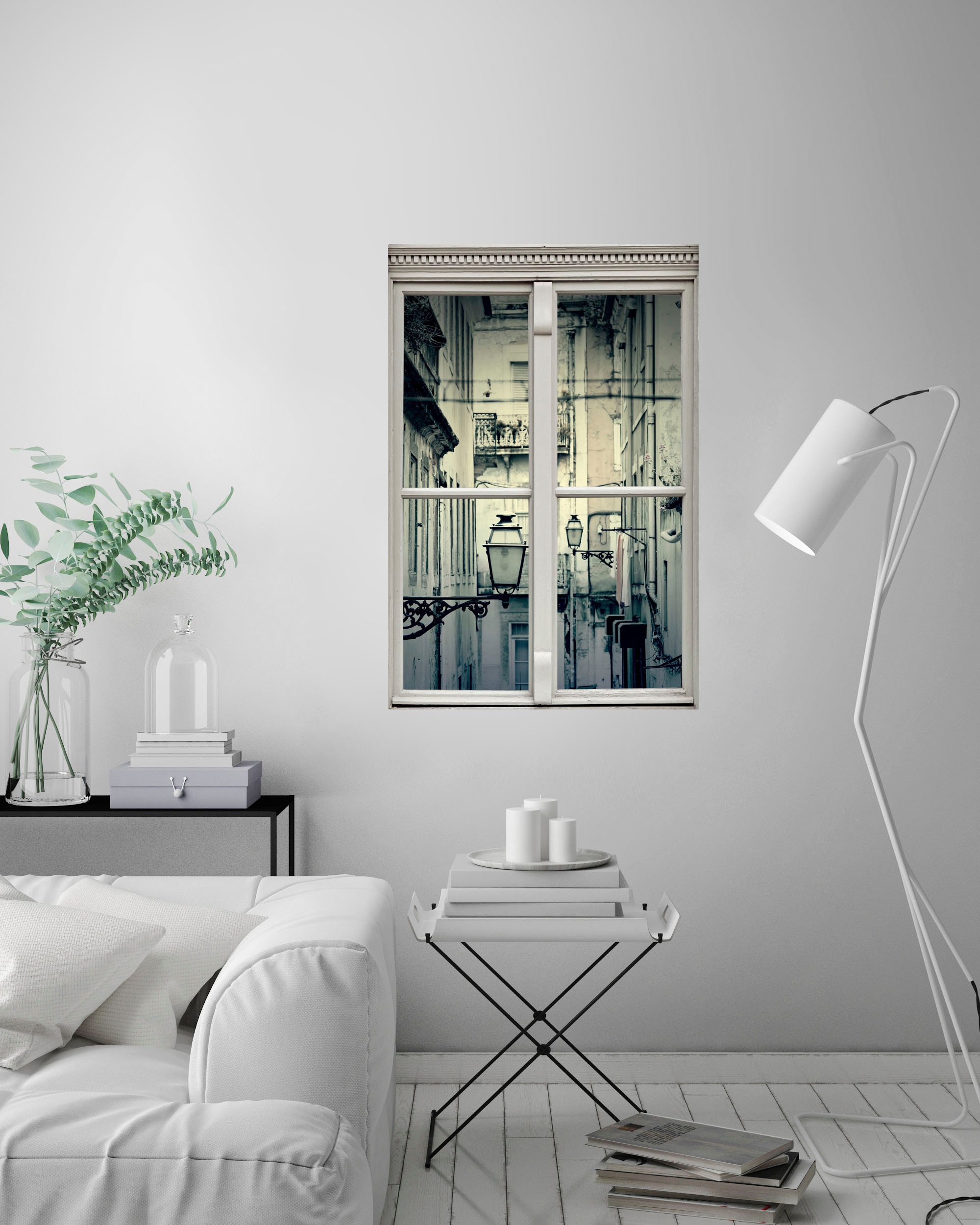 queence Wandsticker »Häuserwände«, Wandsticker, Wandbild, selbstklebend, 3D, Fenster