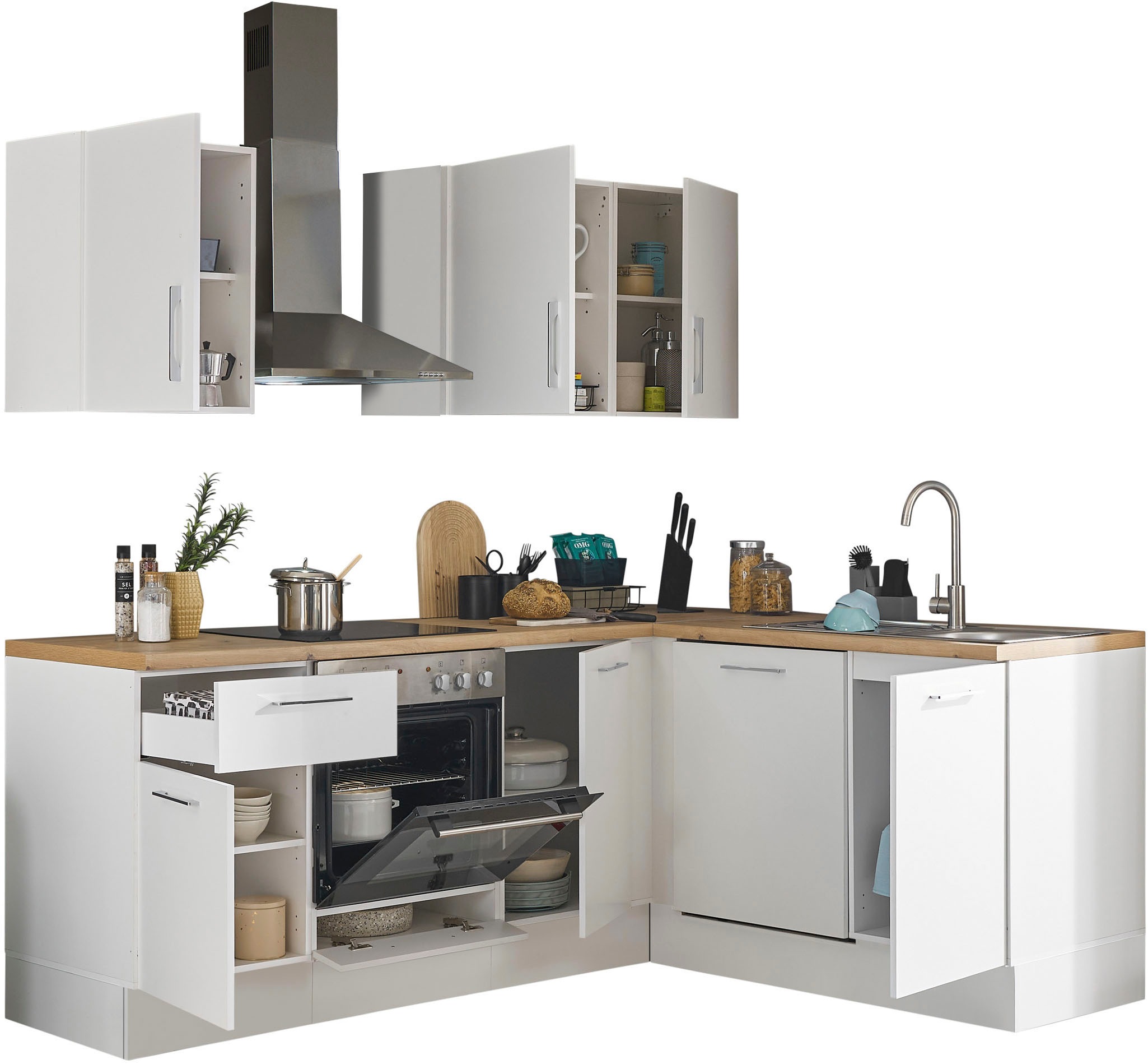 BASIC by Balculina Winkelküche »Turin«, Stellmaße 220x175 cm, wahlweise mit E-Geräten