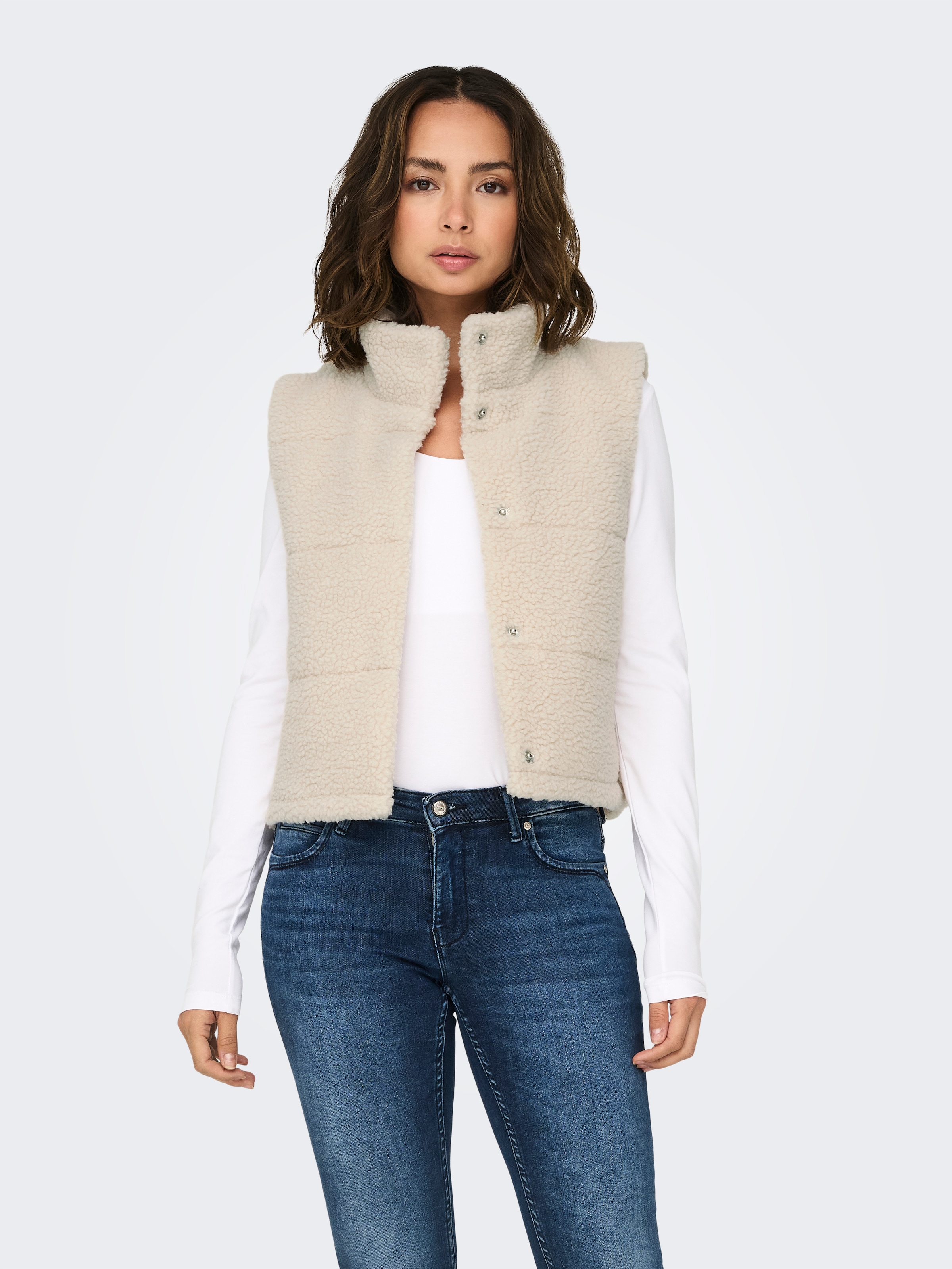 ONLY Plüschweste "ONLSANDRA TEDDY WAISTCOAT LIFE OTW NOOS" Kunstfaser