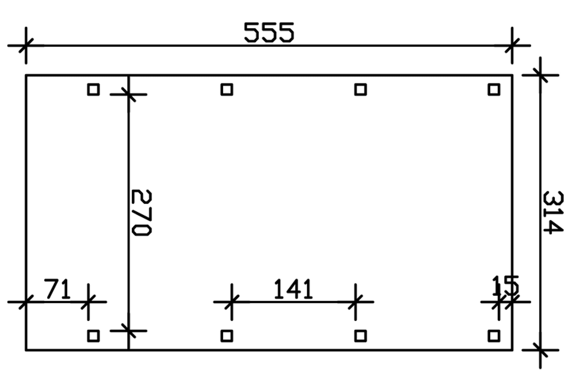 Skanholz Einzelcarport »Friesland«, Holz, 270 cm, Nussbaum
