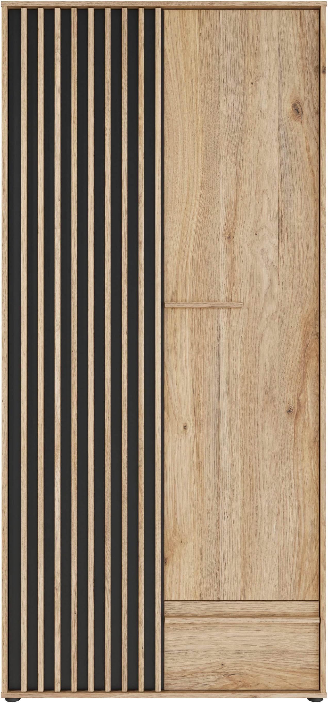 FORTE Kleiderschrank »Drehtürenschrank,Lamellenoptik, Einlegeböden,Stauraum« B/H/T 93,1/200,1/58,7cm; Schubkasten mit Vollauszug