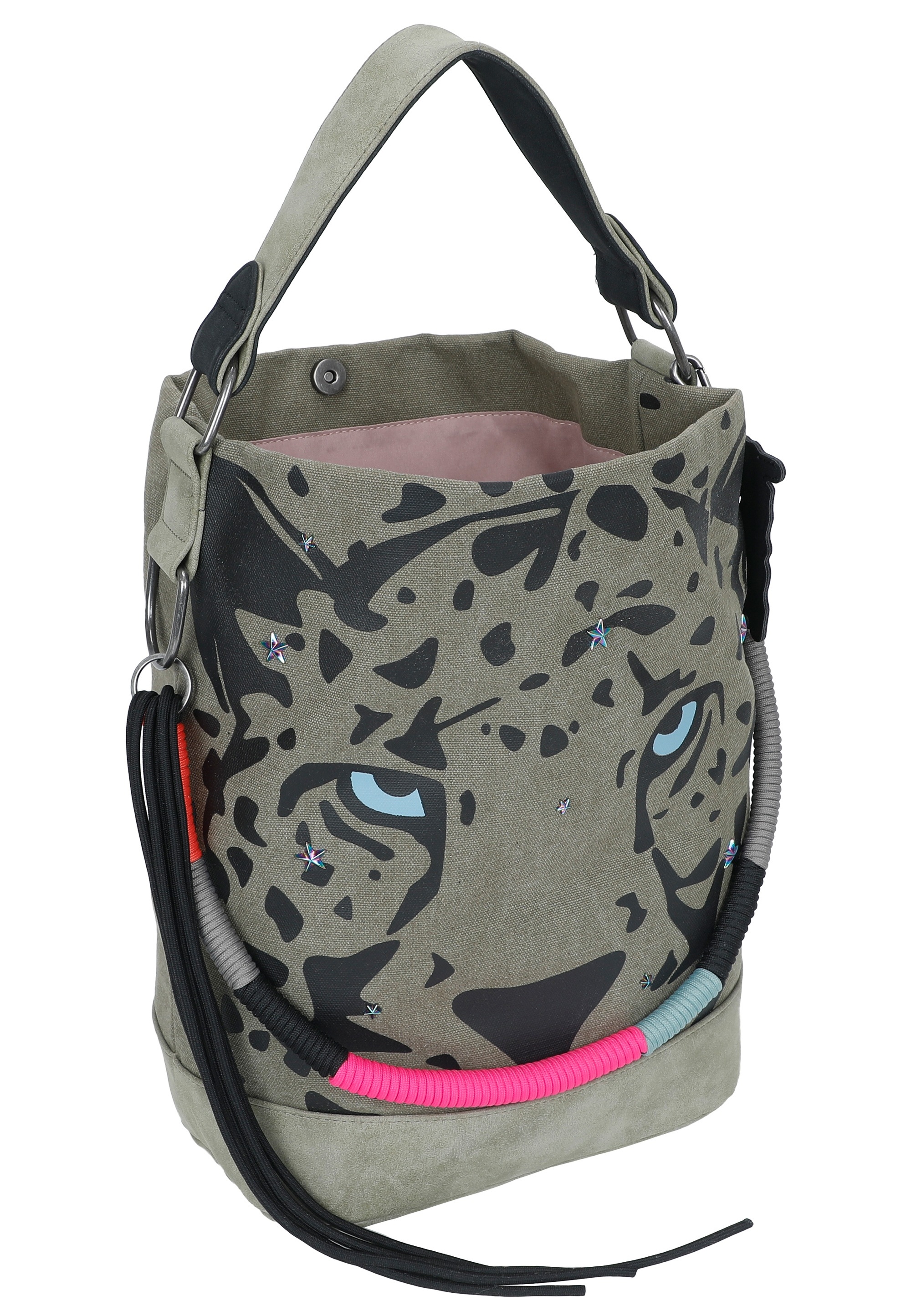 Fritzi aus Preußen Schultertasche »Izzy07 Olga Limited Canvas Panther Spotty« mit abnehmbarem Fritzi-Anhänger