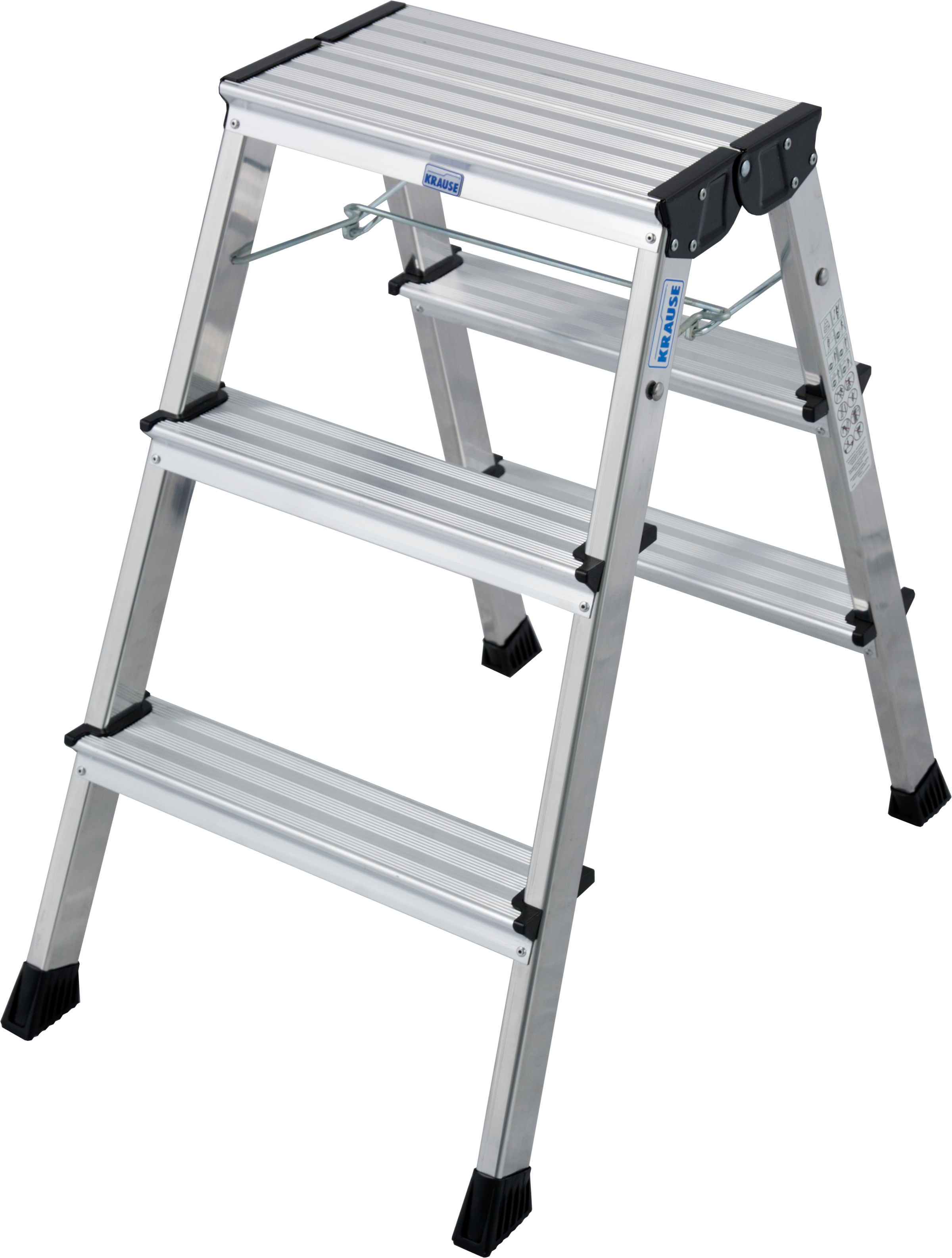 KRAUSE Klapptritt "Rolly", B/H/L: 40cm x 65cm x 65cm, grau, Leitern, 2 x 3 Stufen