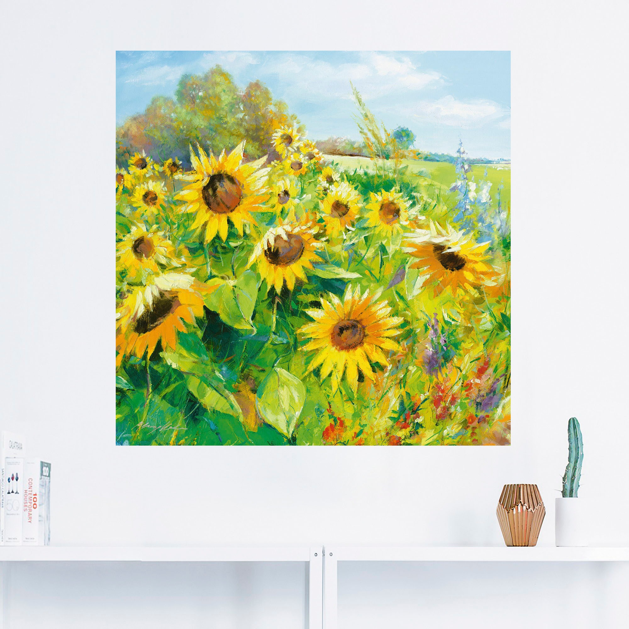 Artland Wandbild »Sommerwiese mit Sonnenblumen«, Blumenwiese, (1 St.), als Alubild, Outdoorbild, Leinwandbild, Poster, Wandaufkleber
