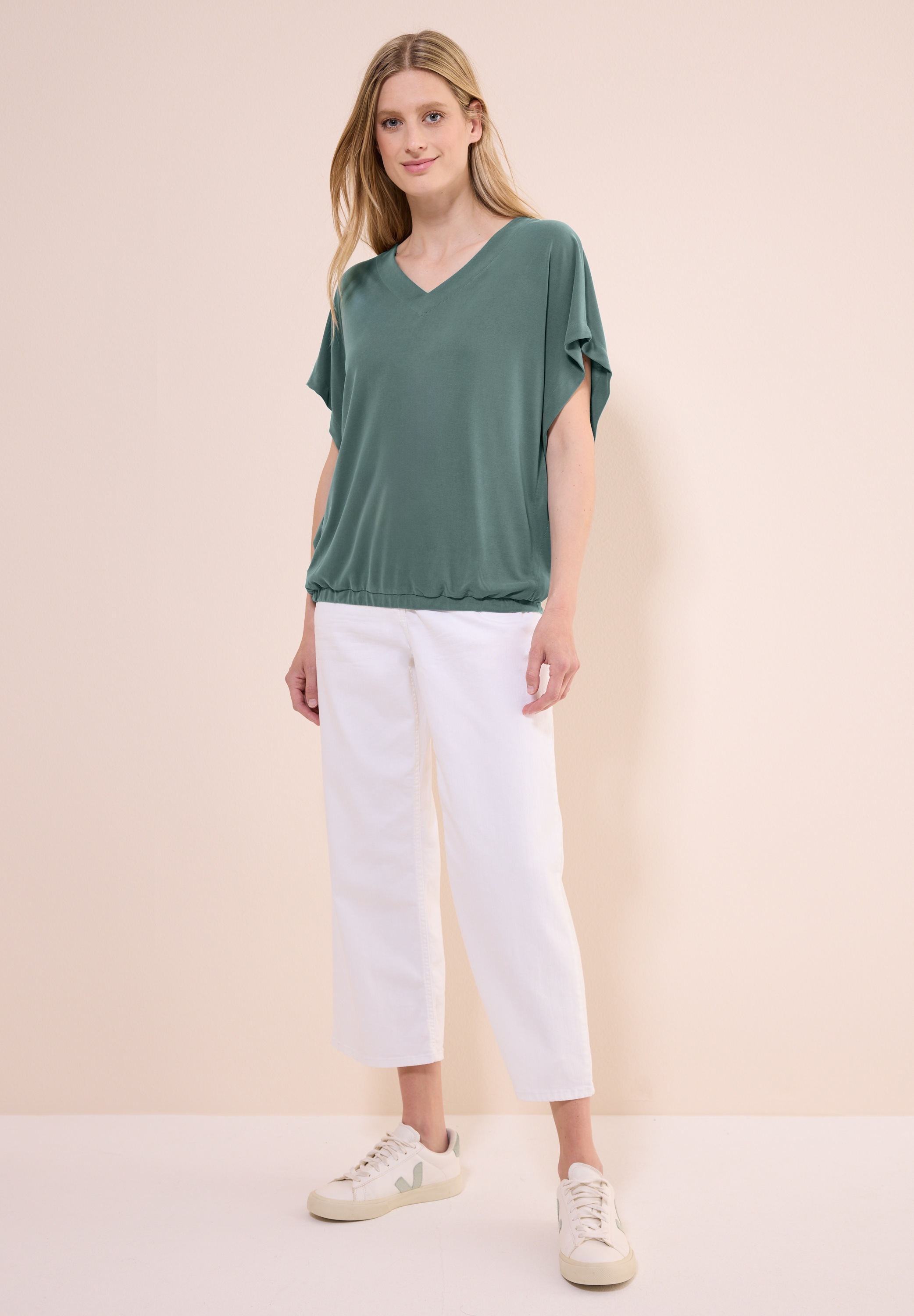 Thumbnail - Cecil V-Shirt mit Elastiksaum