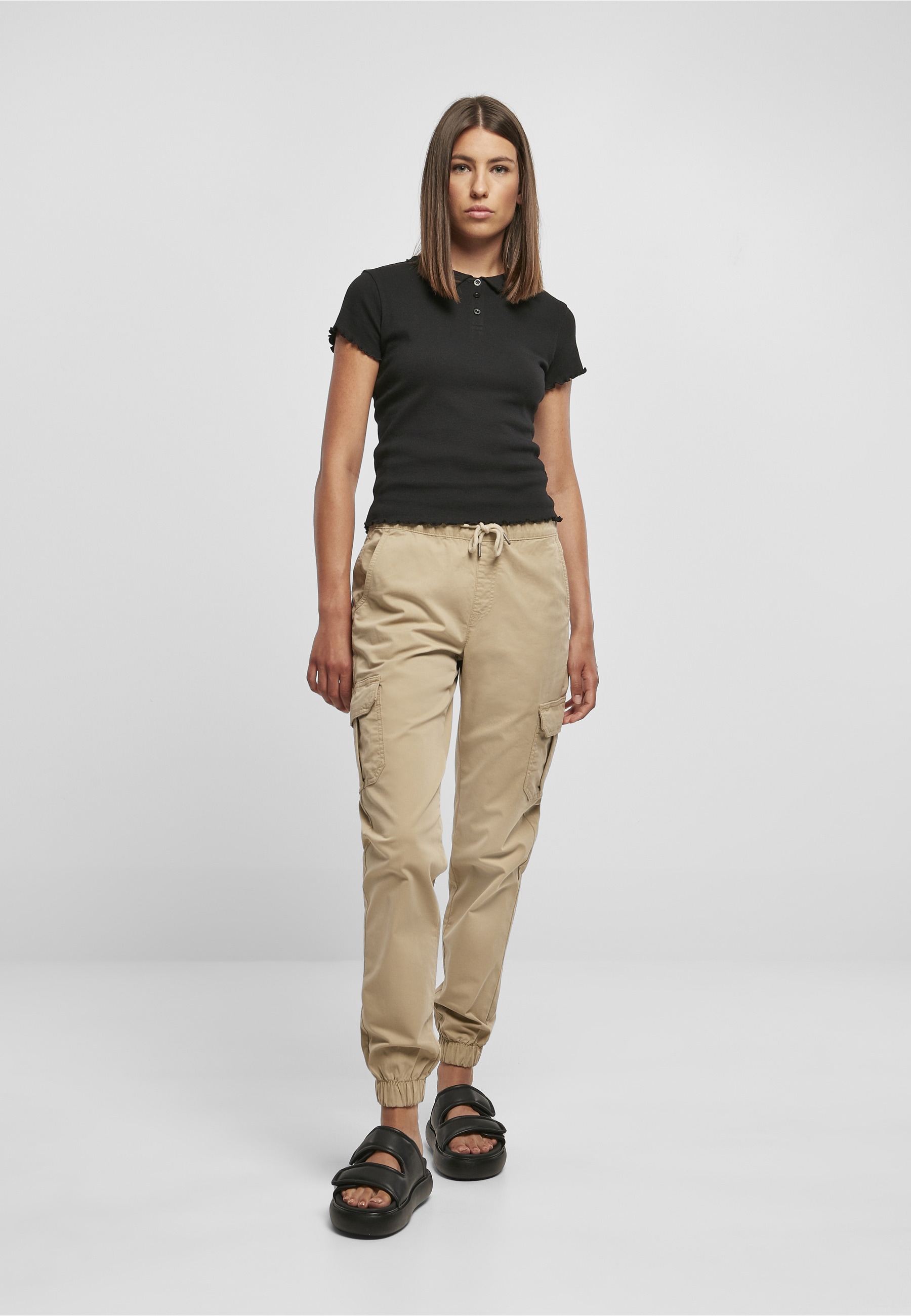 URBAN CLASSICS T-Shirt »Urban Classics Damen Ladies Rib Polo Tee« 1 Stk.