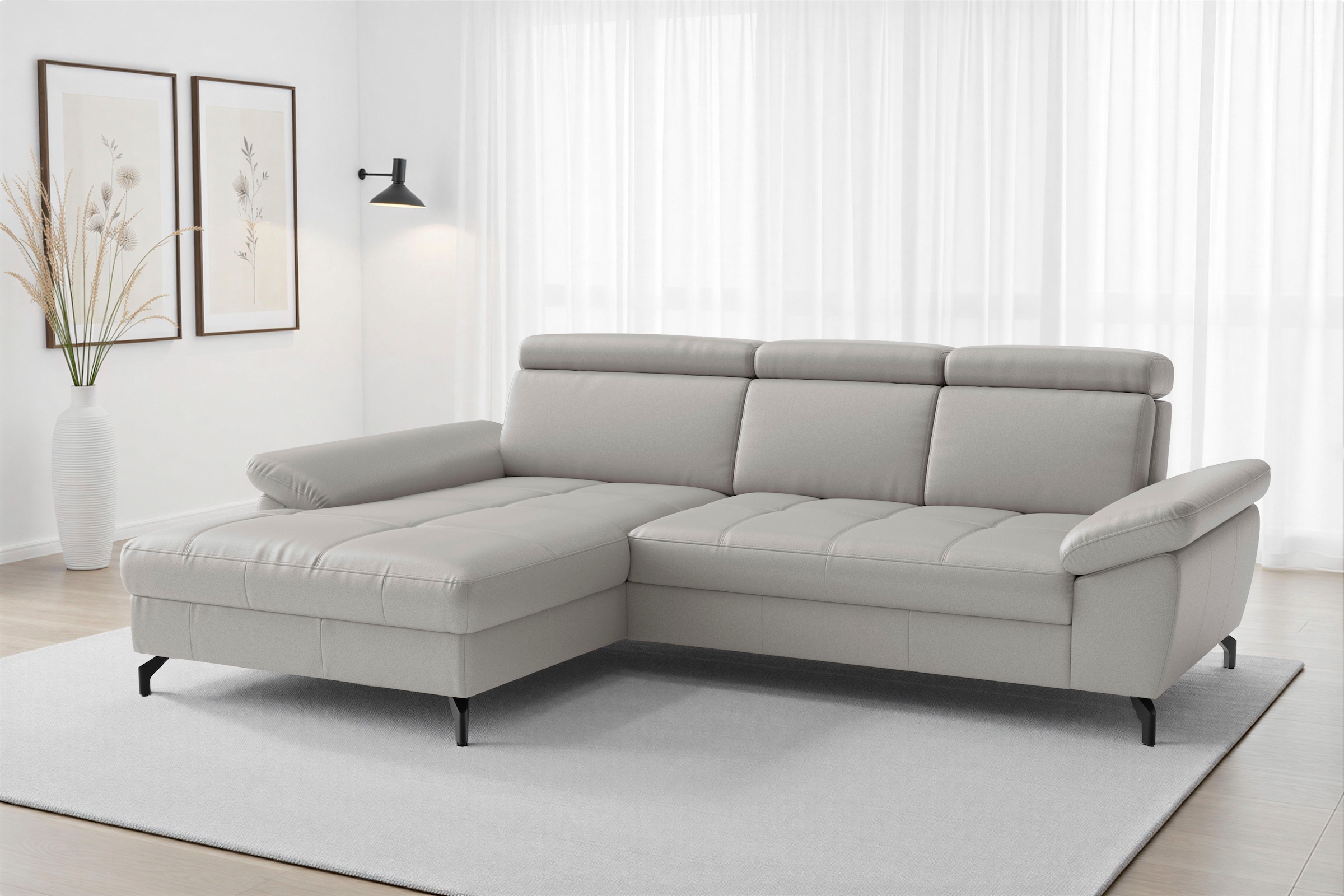 sit&more "Vanity L-Form, Leder, B: 264 cm, mit Sitz-, Kopf u. Armteilverstellung" Couch optional mit Schlaffunktion & Bettkasten, in Leder