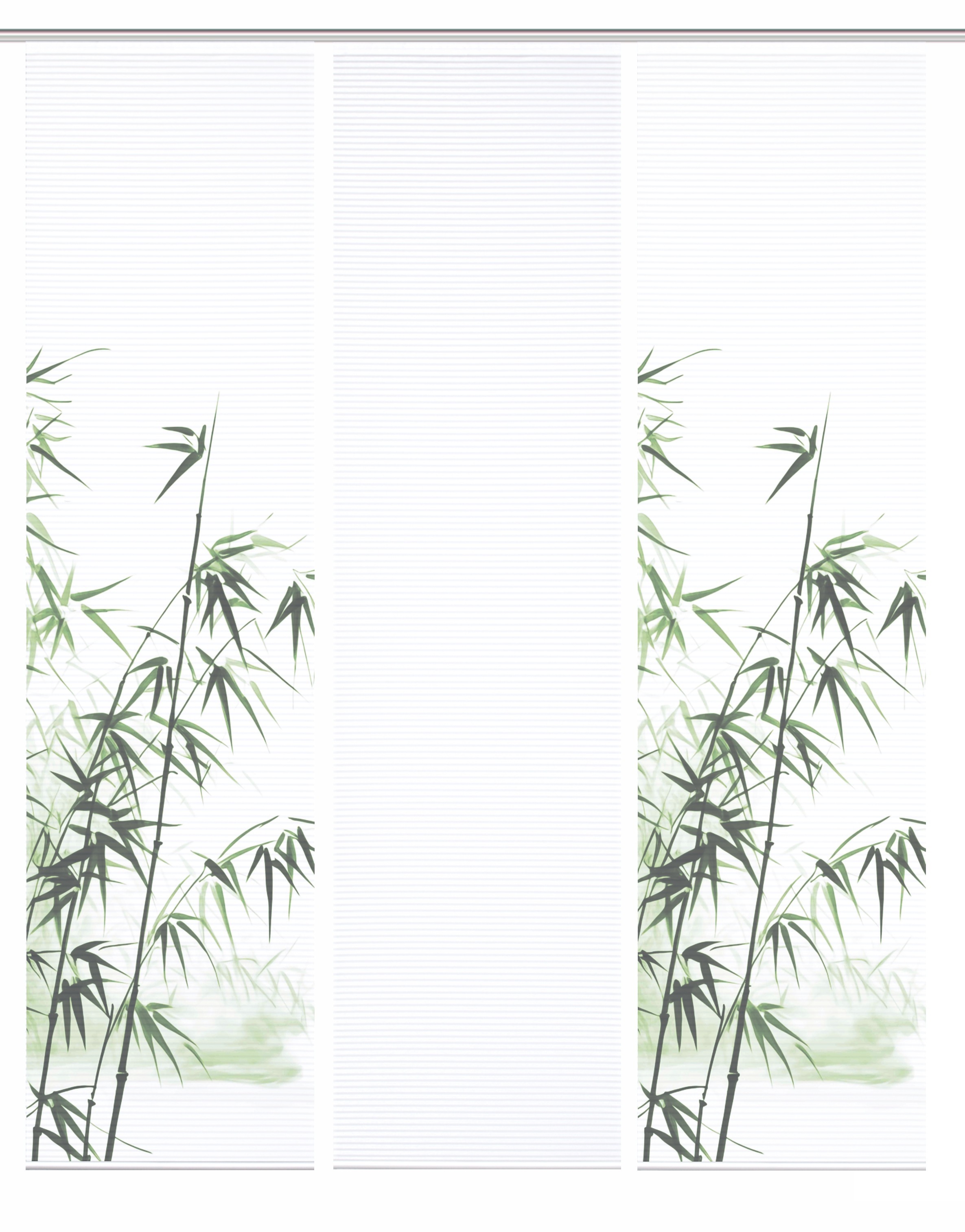 Thumbnail - HOME in green Schiebegardine "RUFUS" Paneelwagen 3 Stk. tlg. Bambusoptik, SET, recycelt, Digitaldruck