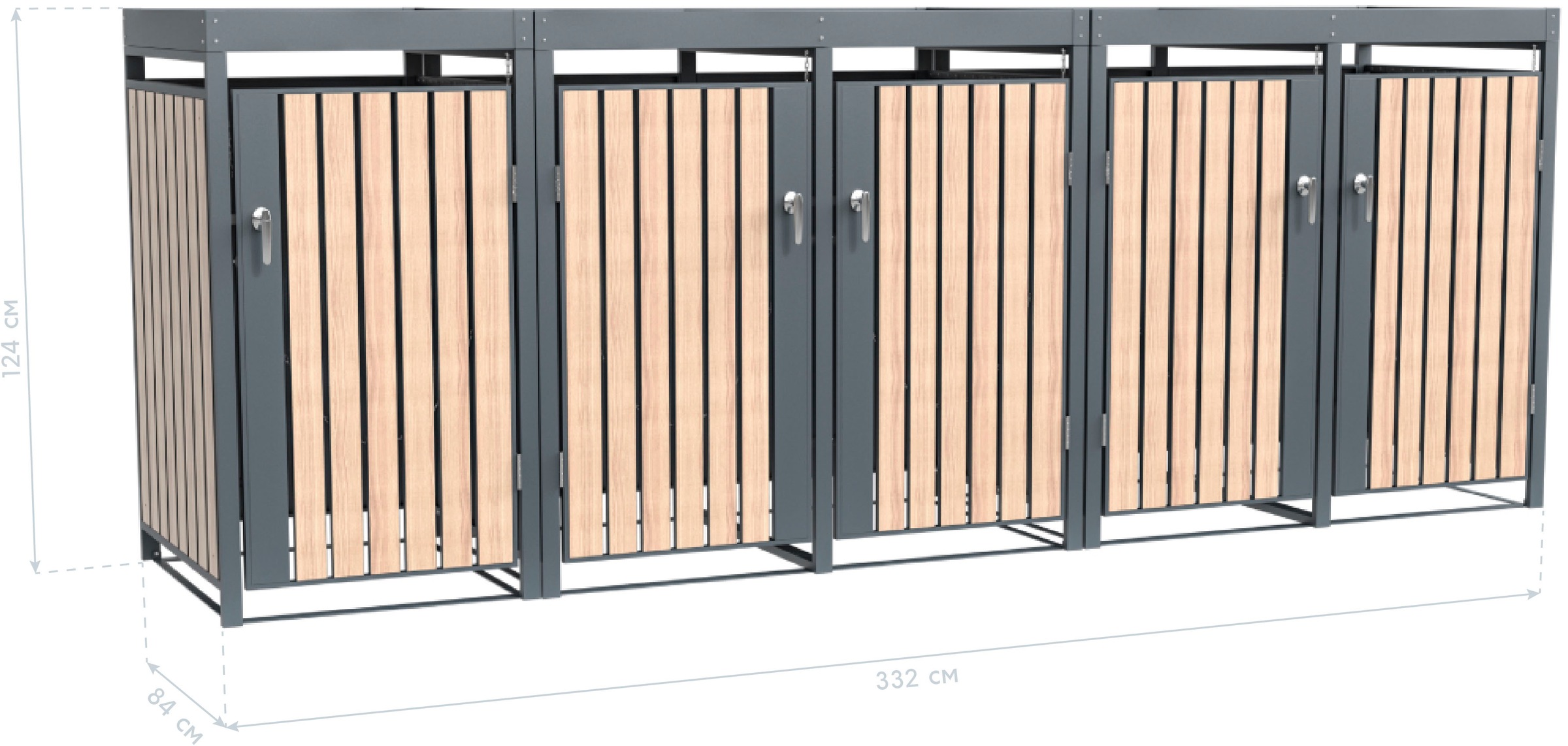 WESTMANN Mülltonnenbox »Planta«, Platz für 5 Mülltonnen je 240 L, BxHxT: 332x84x124,5 cm