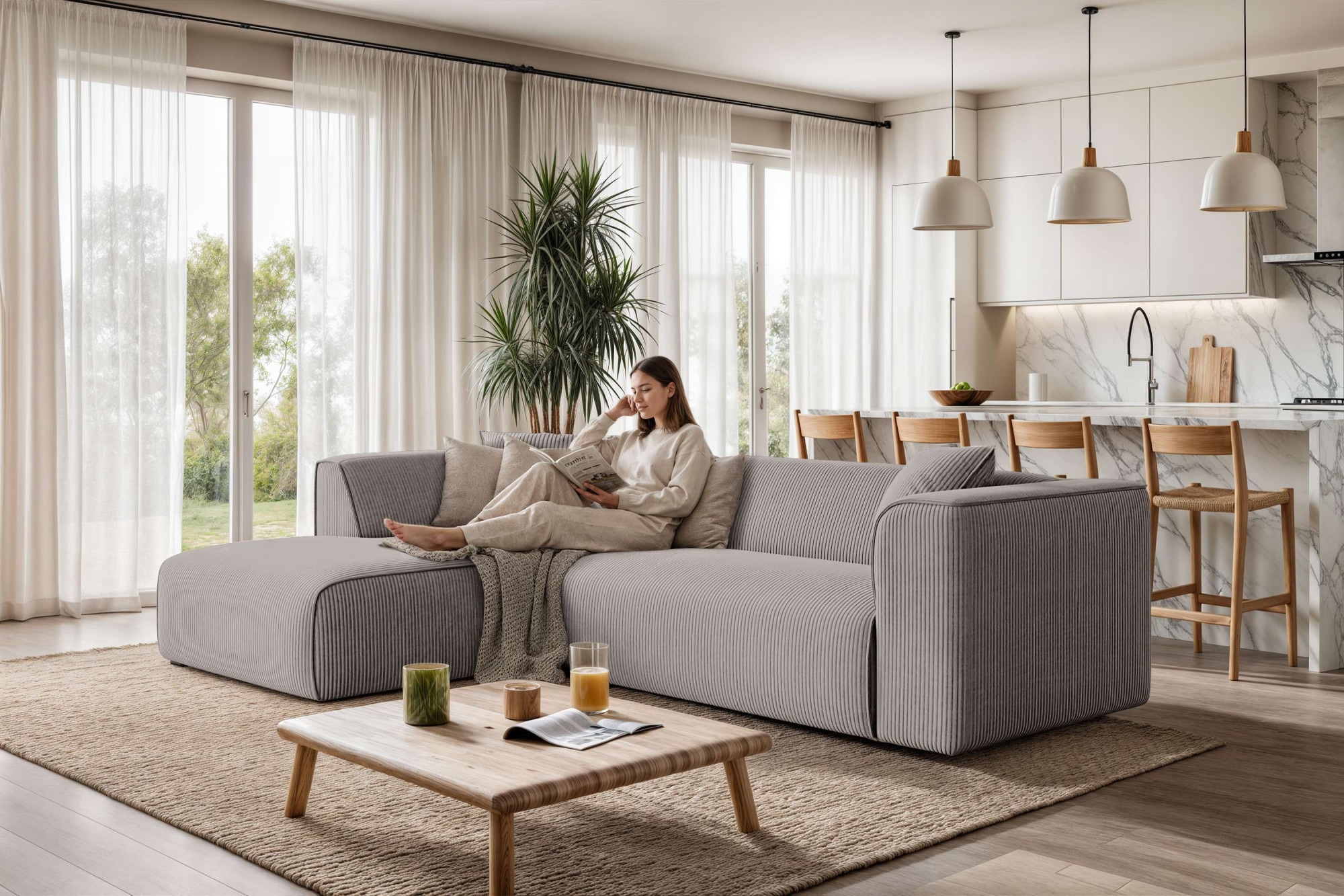 OTTO home Ecksofa "Merid L-Form, Sofa-Fix, B: 254 cm - OTTO. Verlässliche Qualität." Ottomane rechts/links, belastbar bis 460kg, nicht modulare Sofa