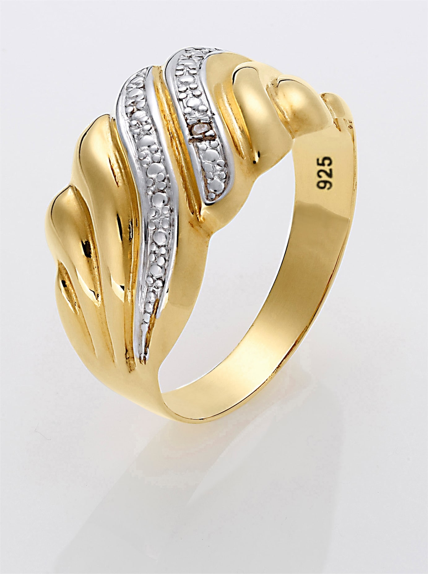 Fingerring LADY Gr. 19, silber (silber vergoldet 925), Fingerringe, Damen, 19, Metall, Fingerring