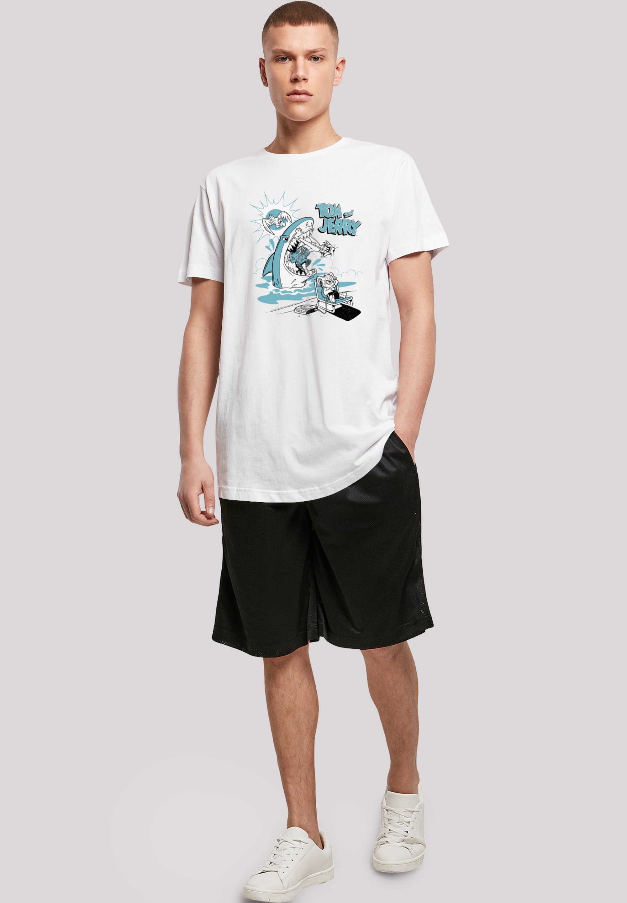 F4NT4STIC T-Shirt »Tom and Jerry TV Serie Summer Shark«, Herren,Premium Merch,Lang,Longshirt,Bedruckt