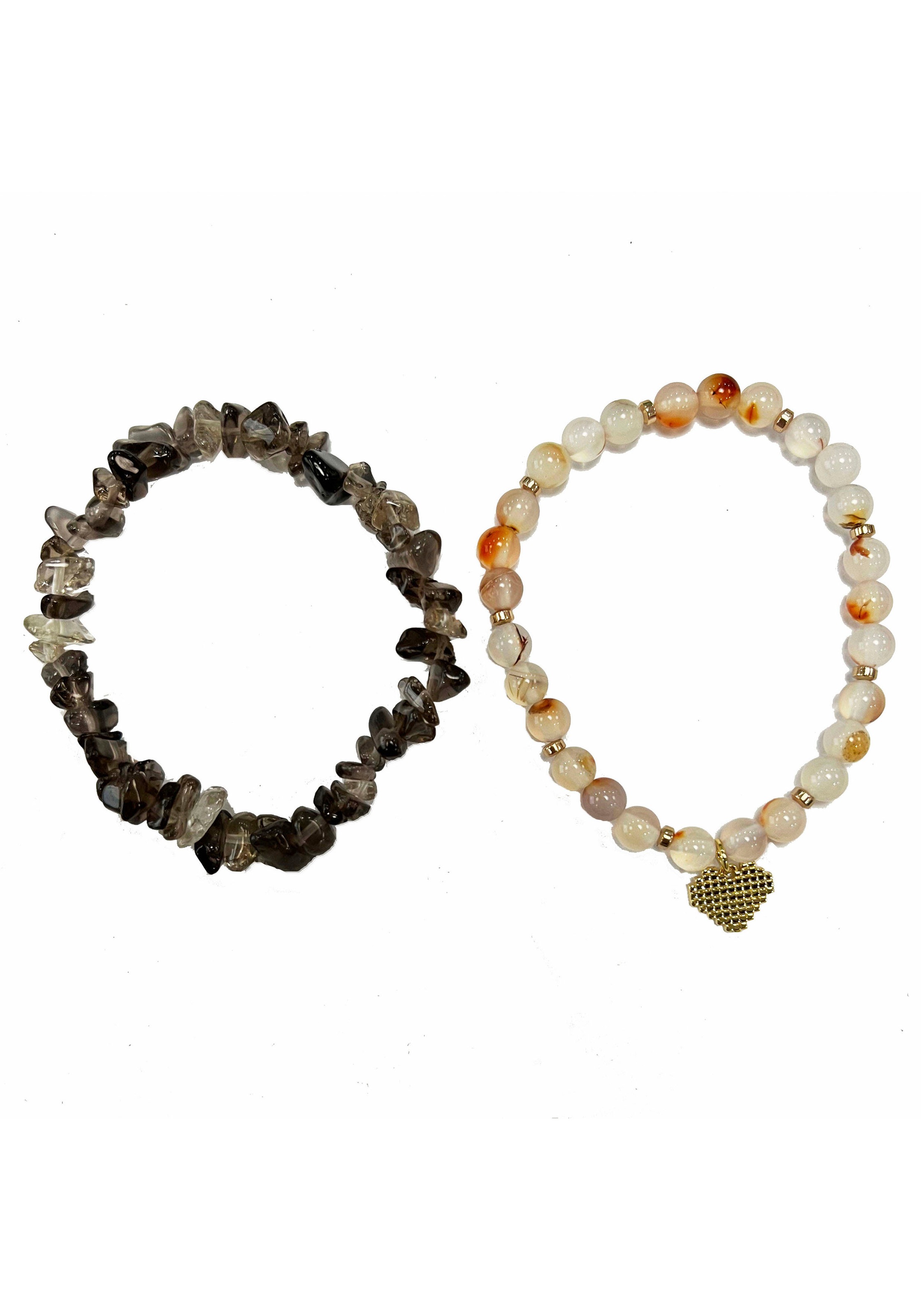 Firetti Armband Set »Multipack Schmuck Geschenk Zugarmbänder Steinarmband Edelstein«, (Set, 2 tlg.), Made in Germany - mit Achat, Rauchquarz