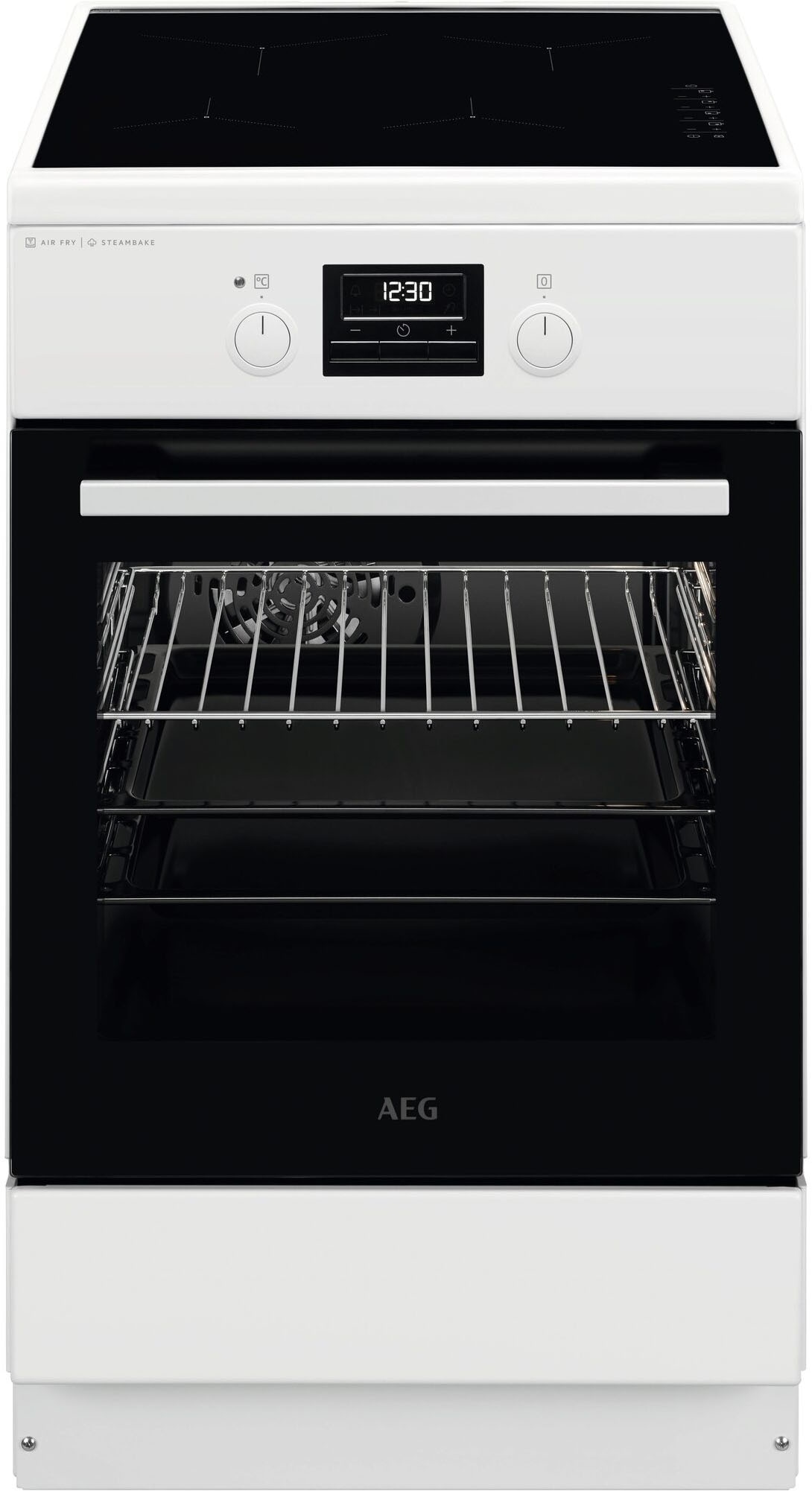 AEG Induktions-Standherd "CIB56494BW 943005695", weiß, Herdsets, Induktionskochfeld mit vier Kochzonen, Leichtreinigungstür