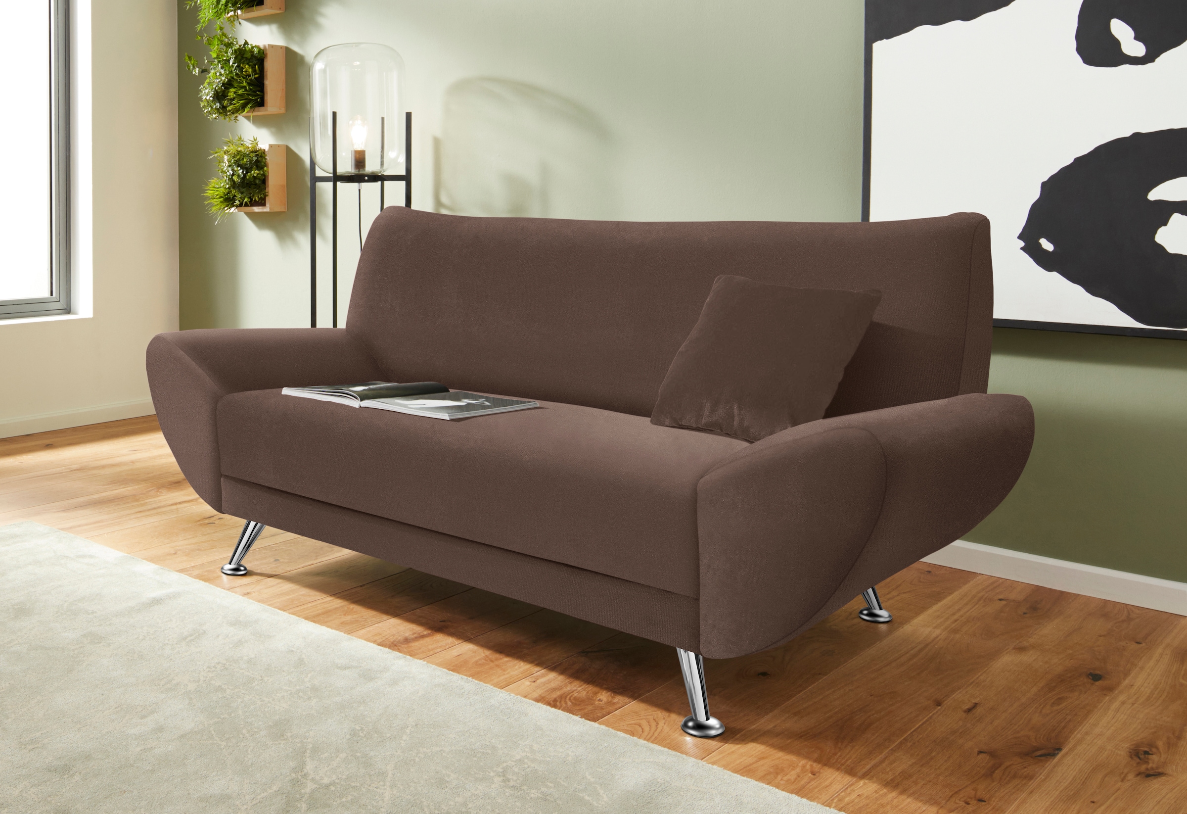 Home affaire 2-Sitzer »Saltare, elegant & komfortabel, toller Designfuß, Breite 174cm, bequem« bequeme Armlehnen