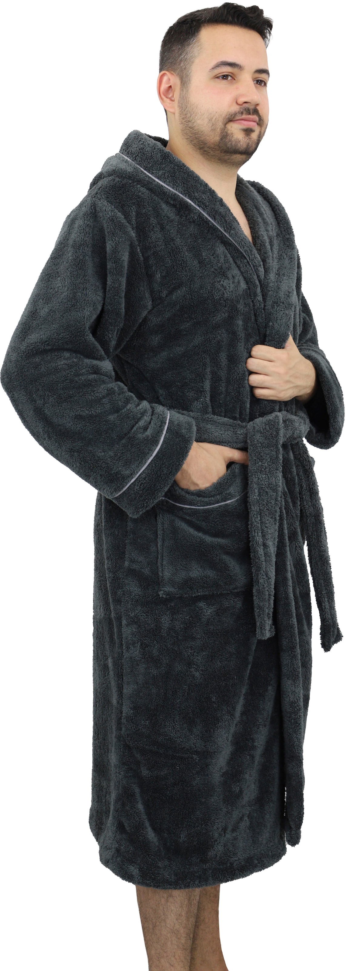 my home Unisex-Bademantel »Lillou, ideal für Sauna & Spa, Hotelbademantel, Morgenmantel«, (1 St.), kuschelig weicher Fleece, für Damen und Herren, XS-3XL