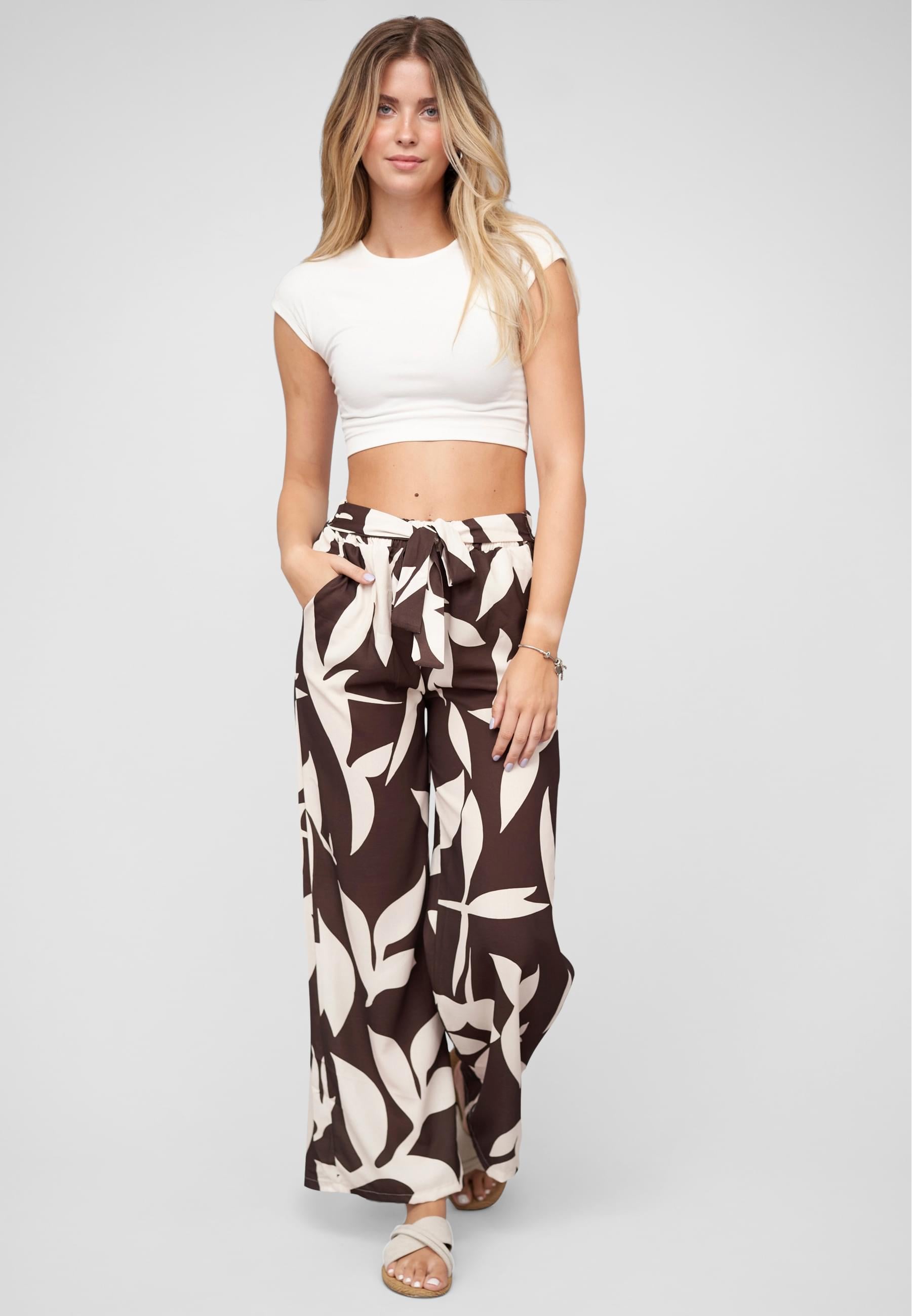 CLOUD 5IVE Stoffhose »CLOUD 5IVE Pants with tie belt and aop floral print«, (1 tlg.)