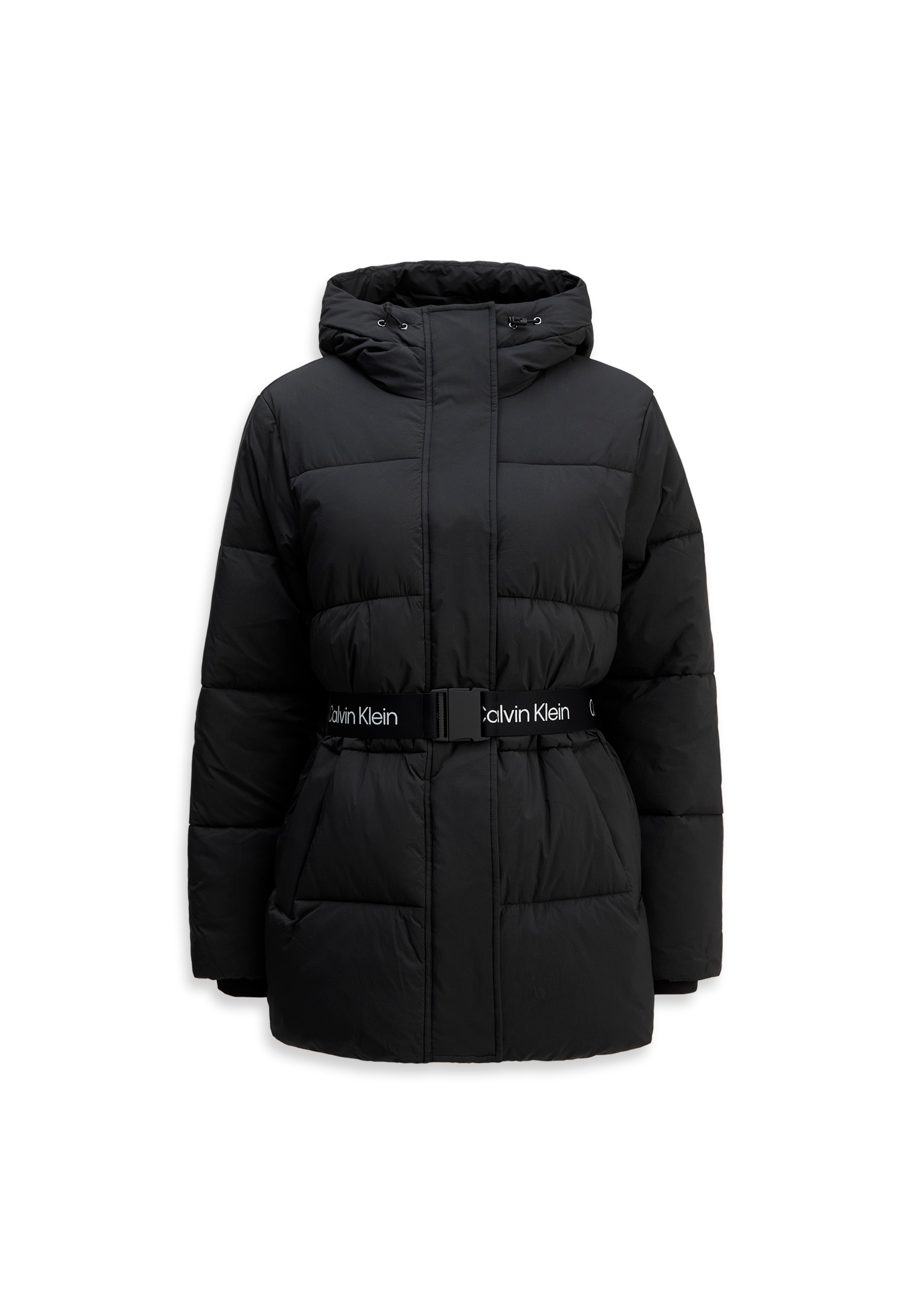 Calvin Klein Jeans Steppjacke »BELTED MIDWEIGHT PUFFER«, mit Kapuze, Mit Rundhalsausschnitt, regular fit