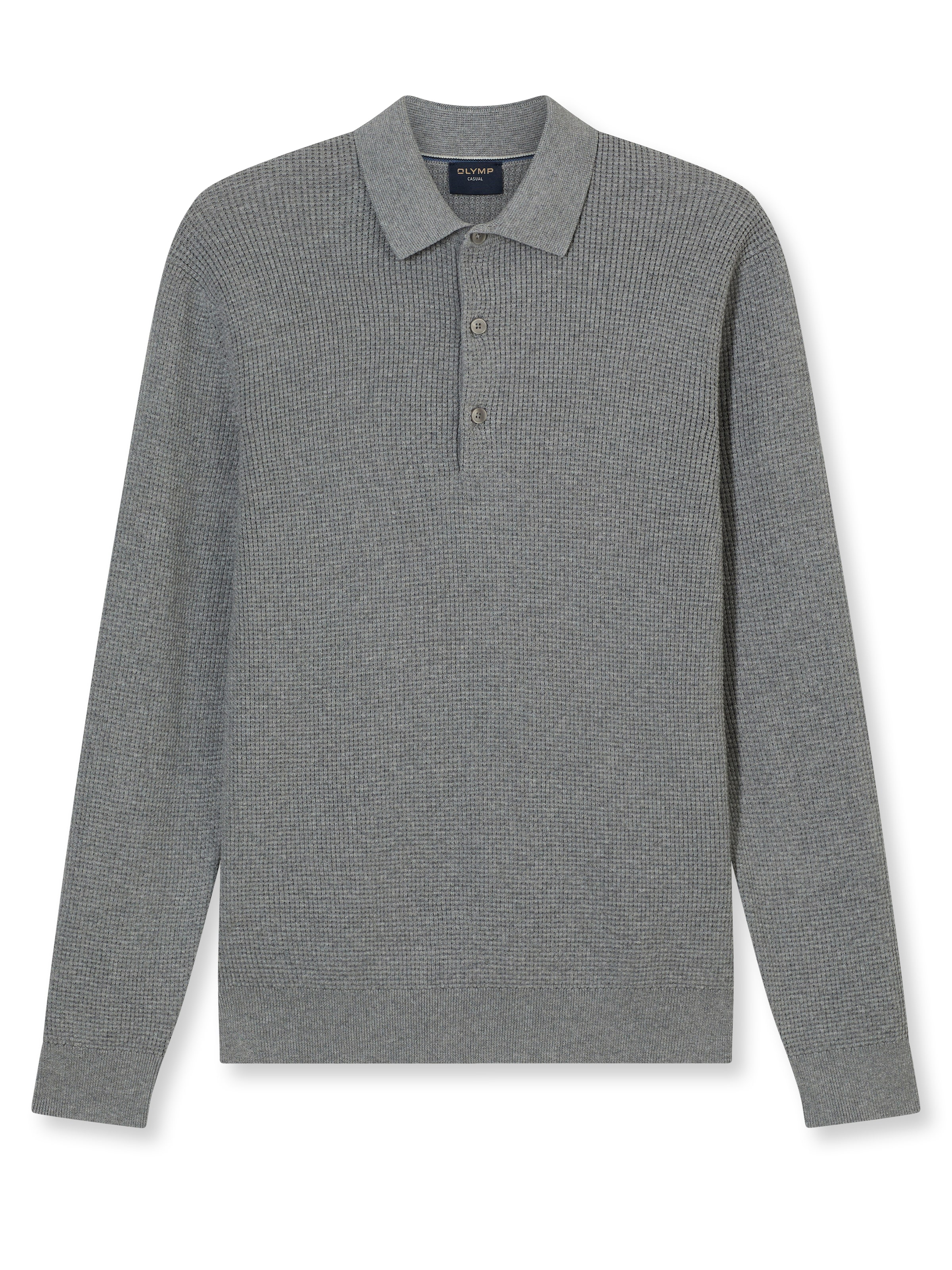 OLYMP Polokragenpullover »Waffle Structure Pullover« strukturiert, unifarben, regular fit, Strick