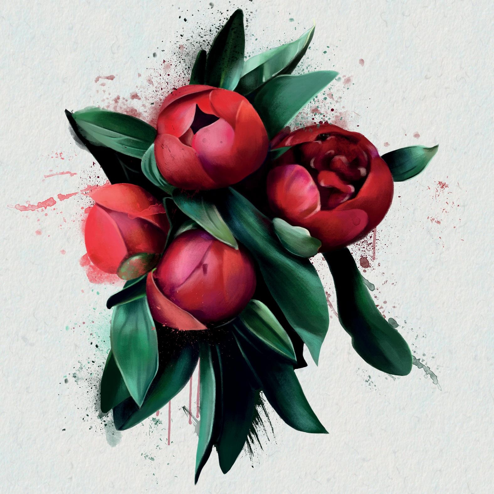 queence Dekokissen »»rote blüten««, Kissenhülle ohne Füllung, 1 Stück
