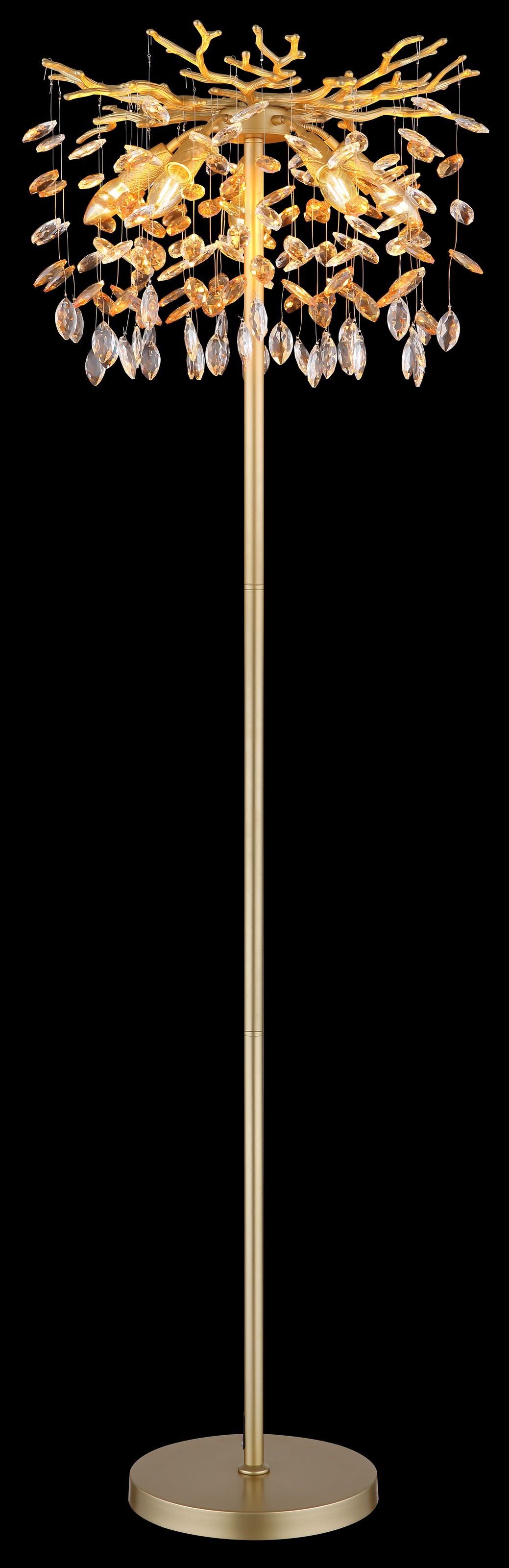 GLOBO LIGHTING Stehlampe »QUEENA« E14 1 Stk. Stehleuchte gold Kristall, E14, Fußschalter, klassisch elegant