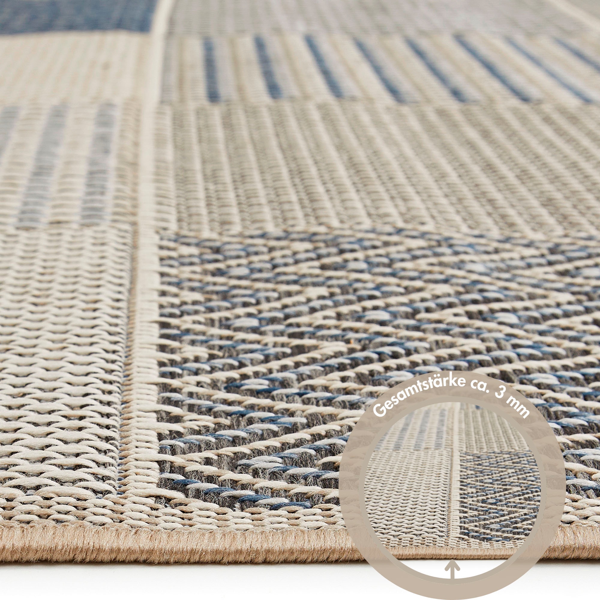 Andiamo Teppich »Clyde 2«, rechteckig, 5 mm Höhe, Flachgewebe, Patchwork Design, In- und Outdoor geeignet, Wohnzimmer