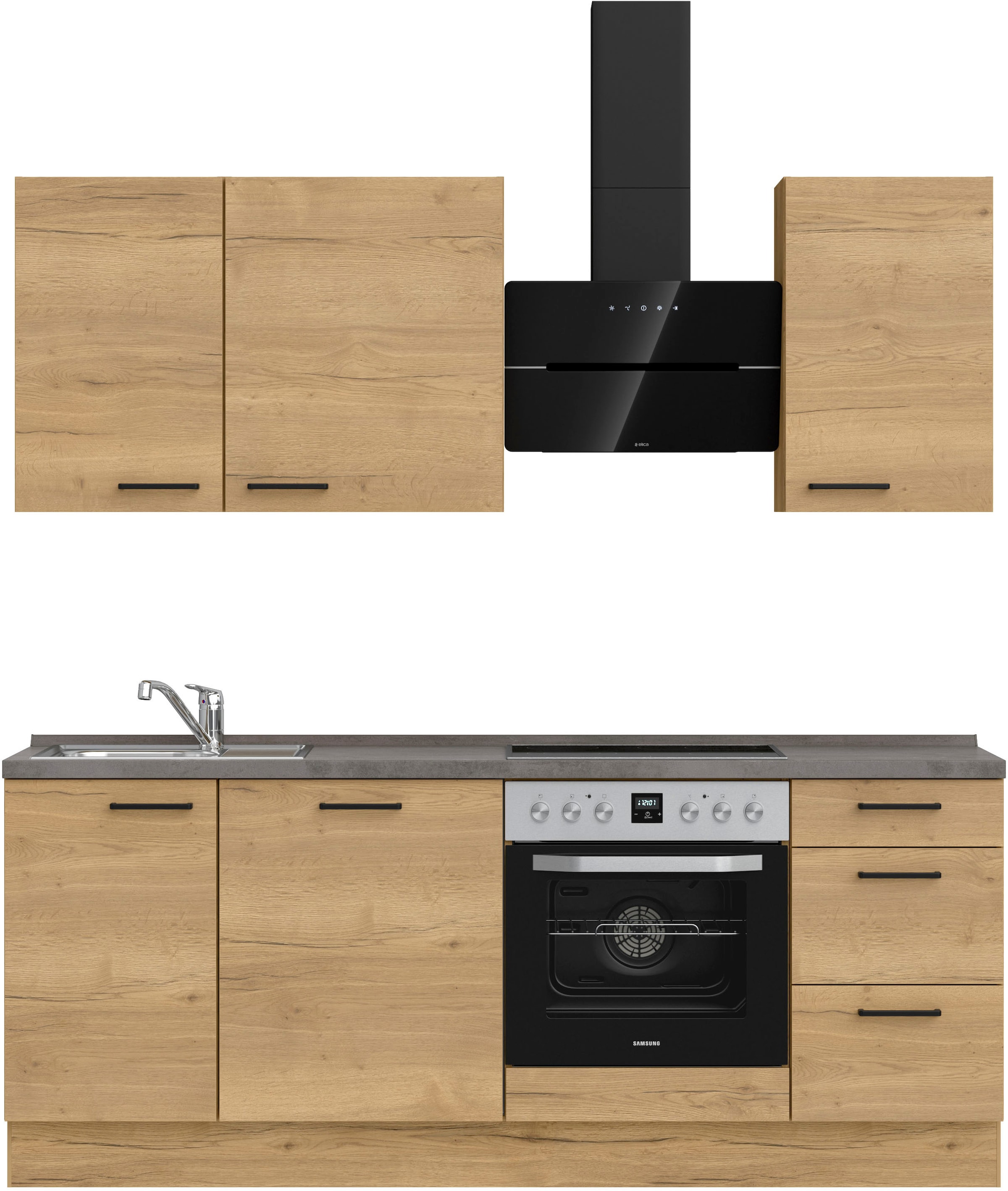 nobilia Küchenzeile ""Structura II", NEU: individuell anpassbar mit gratis Profi-Beratung" vormontiert, Breite 210 cm, Ausrichtung wählbar, wahlw. mit E-Geräten
