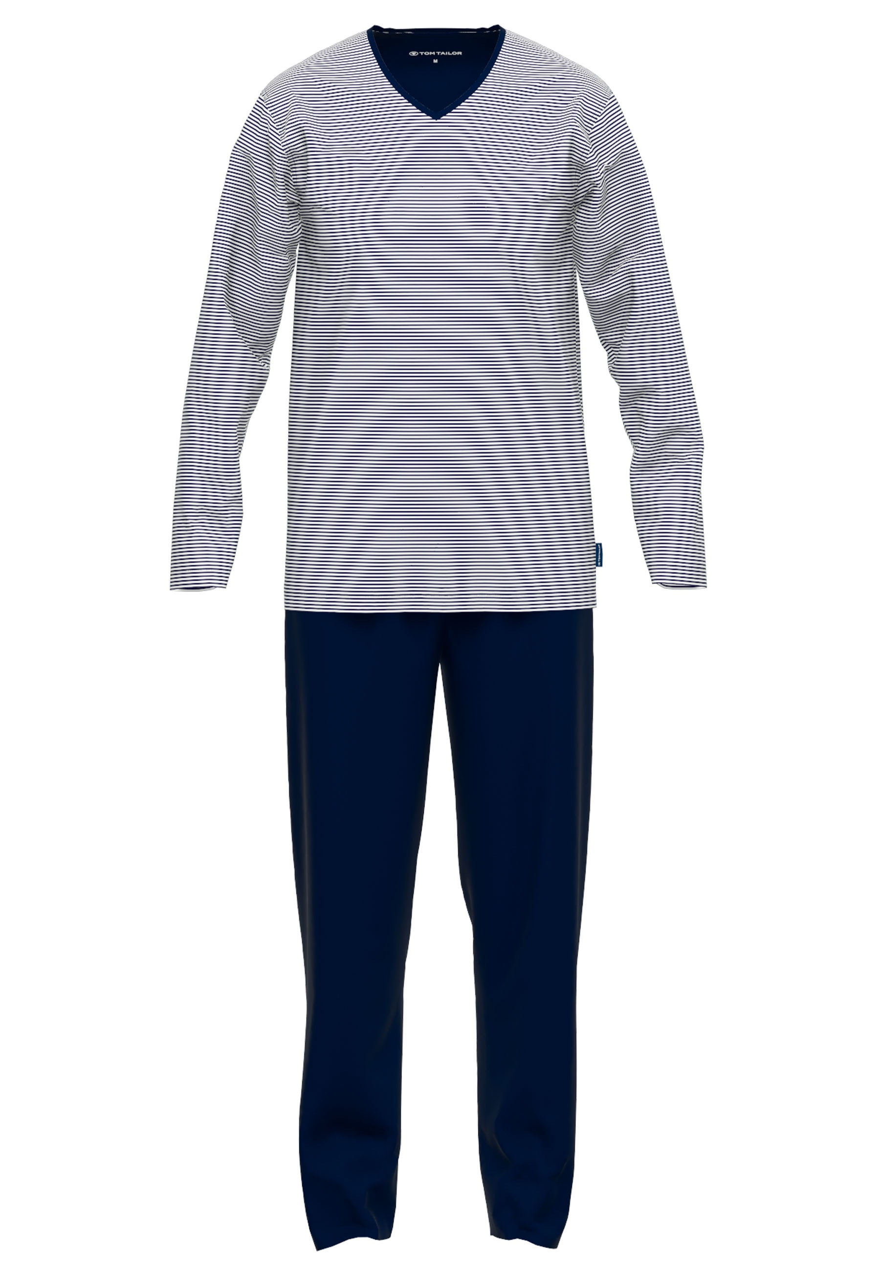 TOM TAILOR Pyjama "Nevada", (2 tlg.), Streifendesign, Langarm, V-Ausschnitt günstig online kaufen